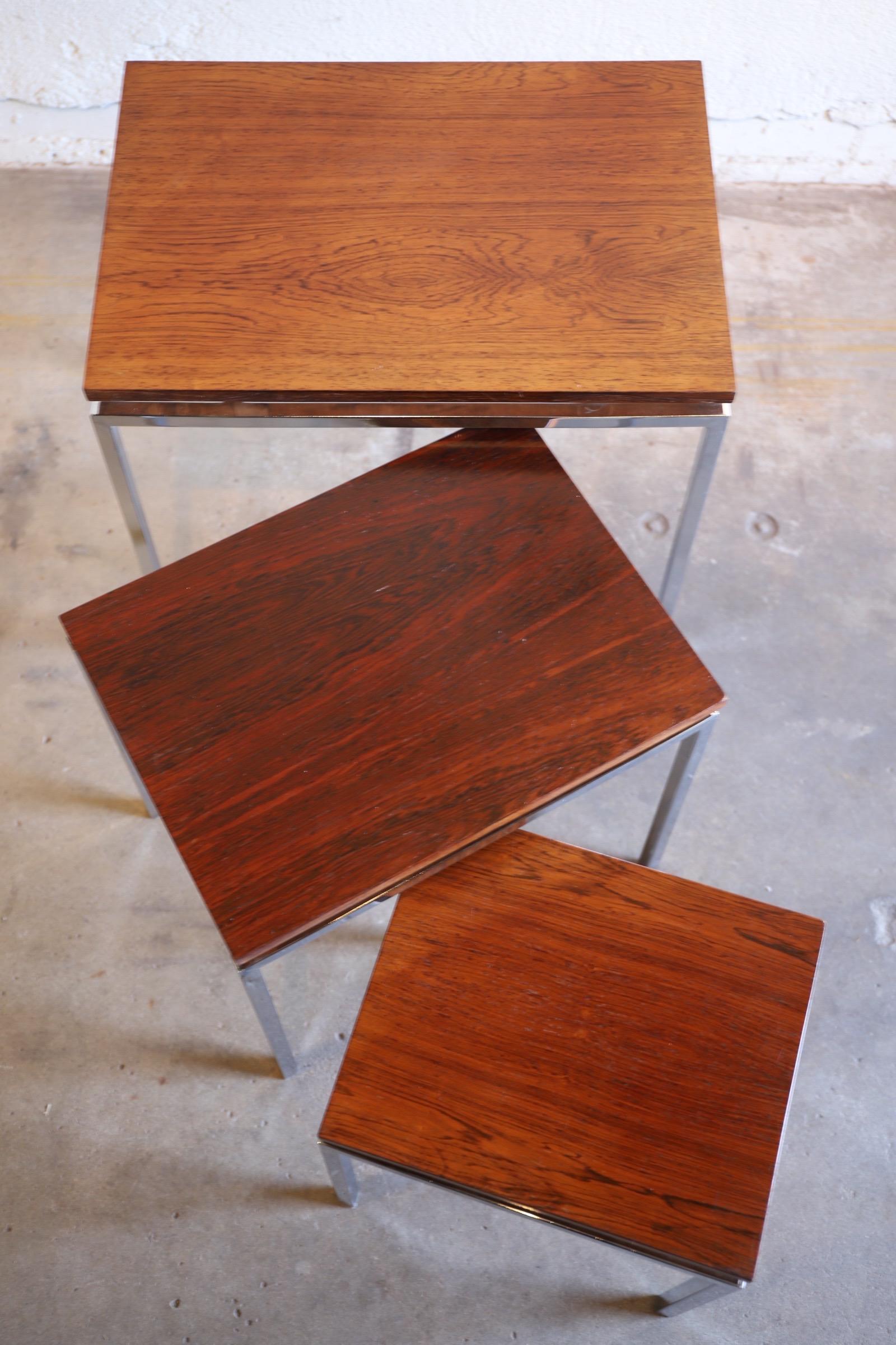 Danish Rosewood and Chrome Nesting Tables For Sale 13