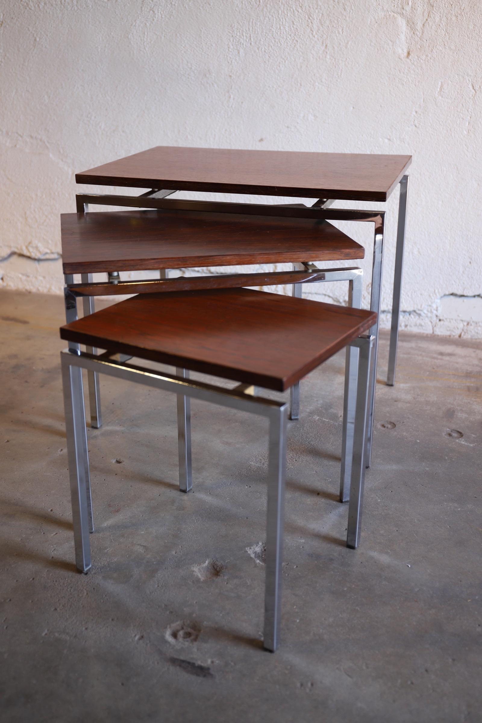 Danish Rosewood and Chrome Nesting Tables For Sale 14