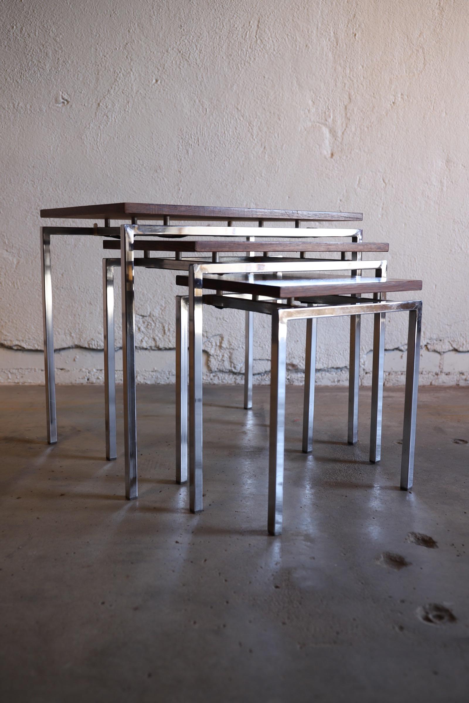 Danish Rosewood and Chrome Nesting Tables For Sale 15