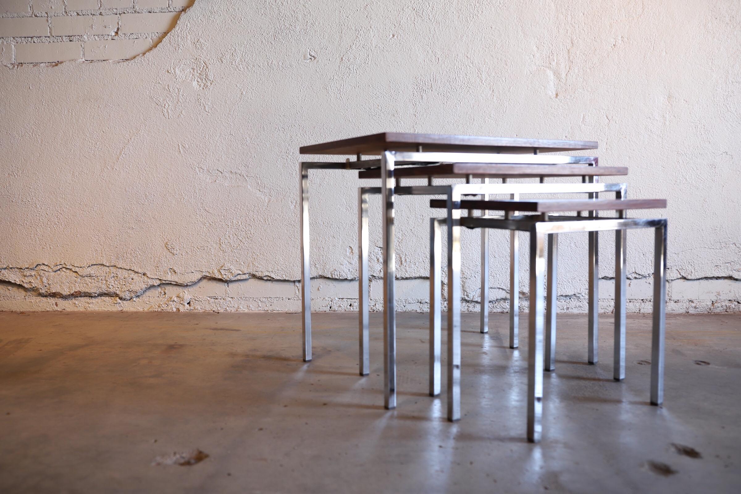 Danish Rosewood and Chrome Nesting Tables For Sale 4