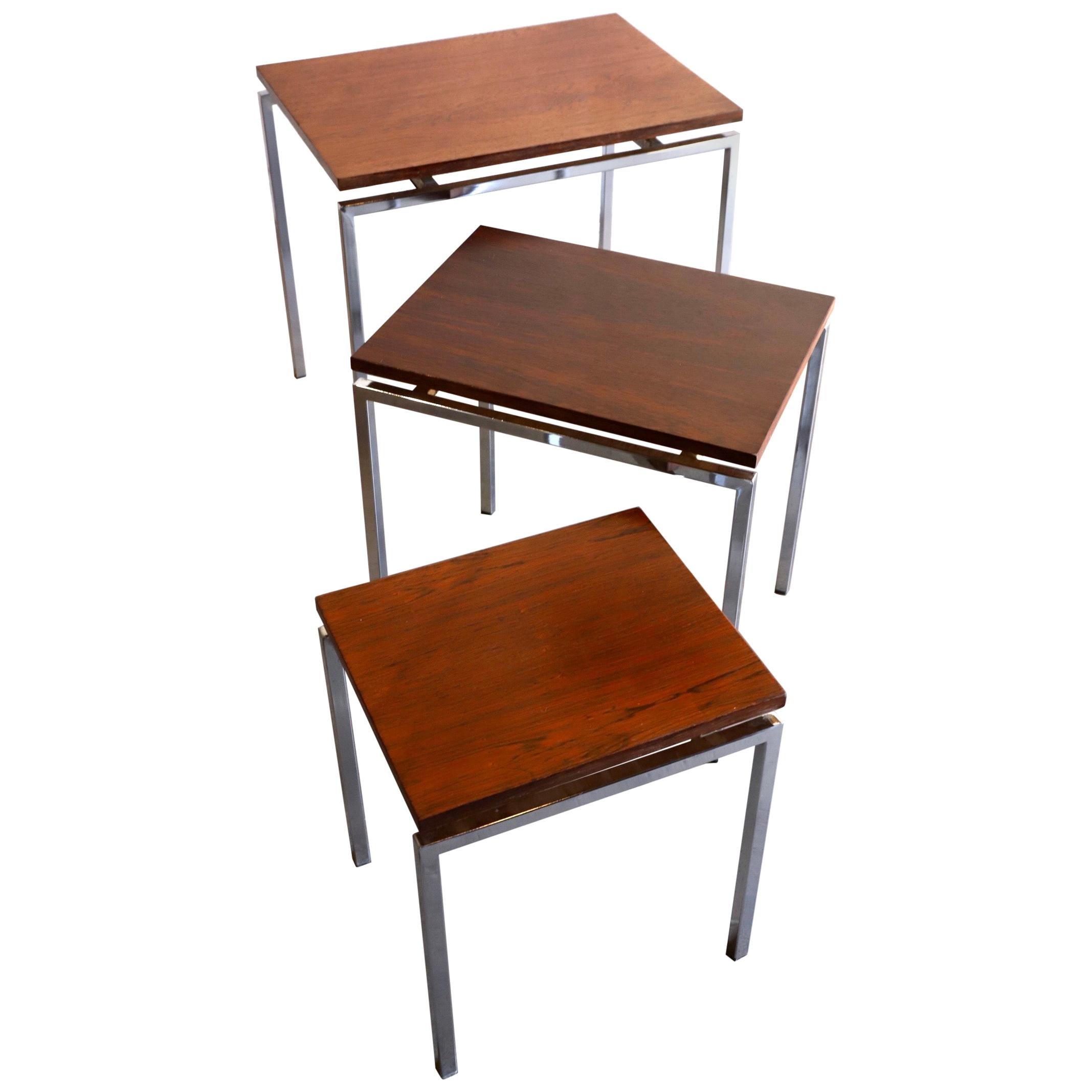 Danish Rosewood and Chrome Nesting Tables