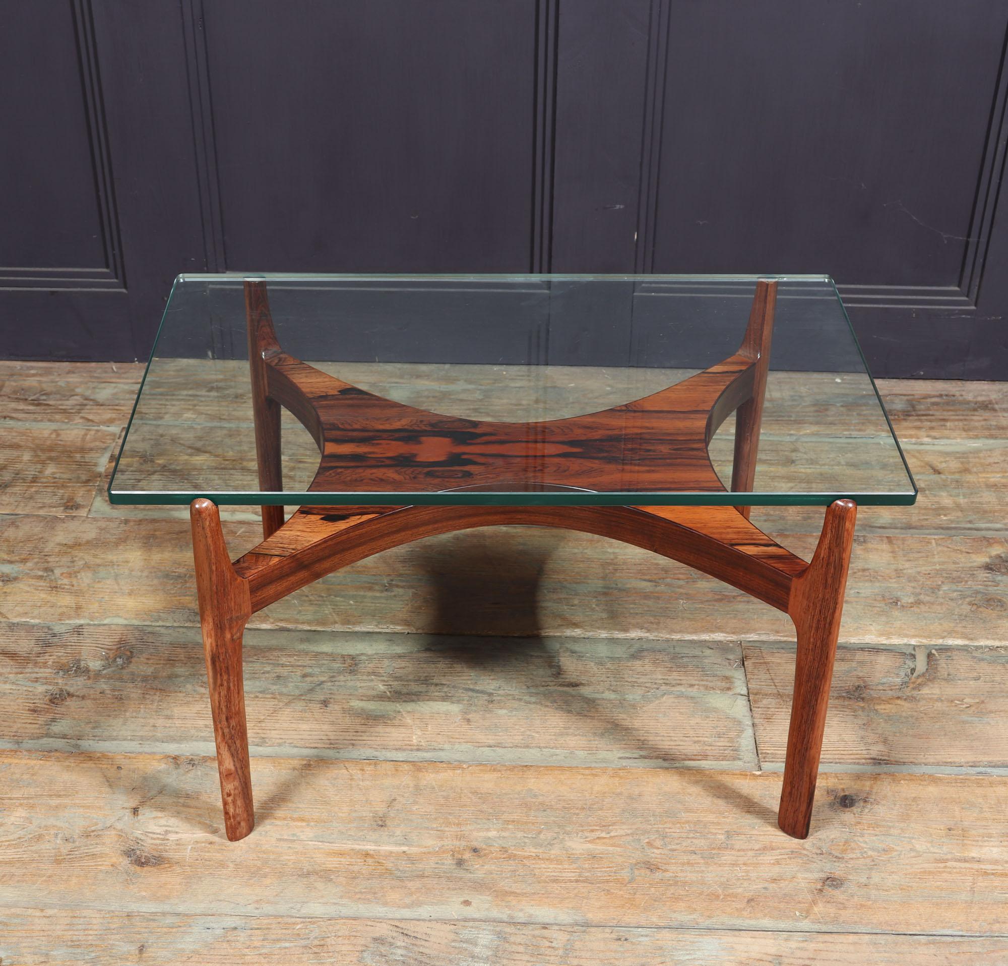 Danish Rosewood and Glass Coffee Table by Sven Ellekaer For Sale 5