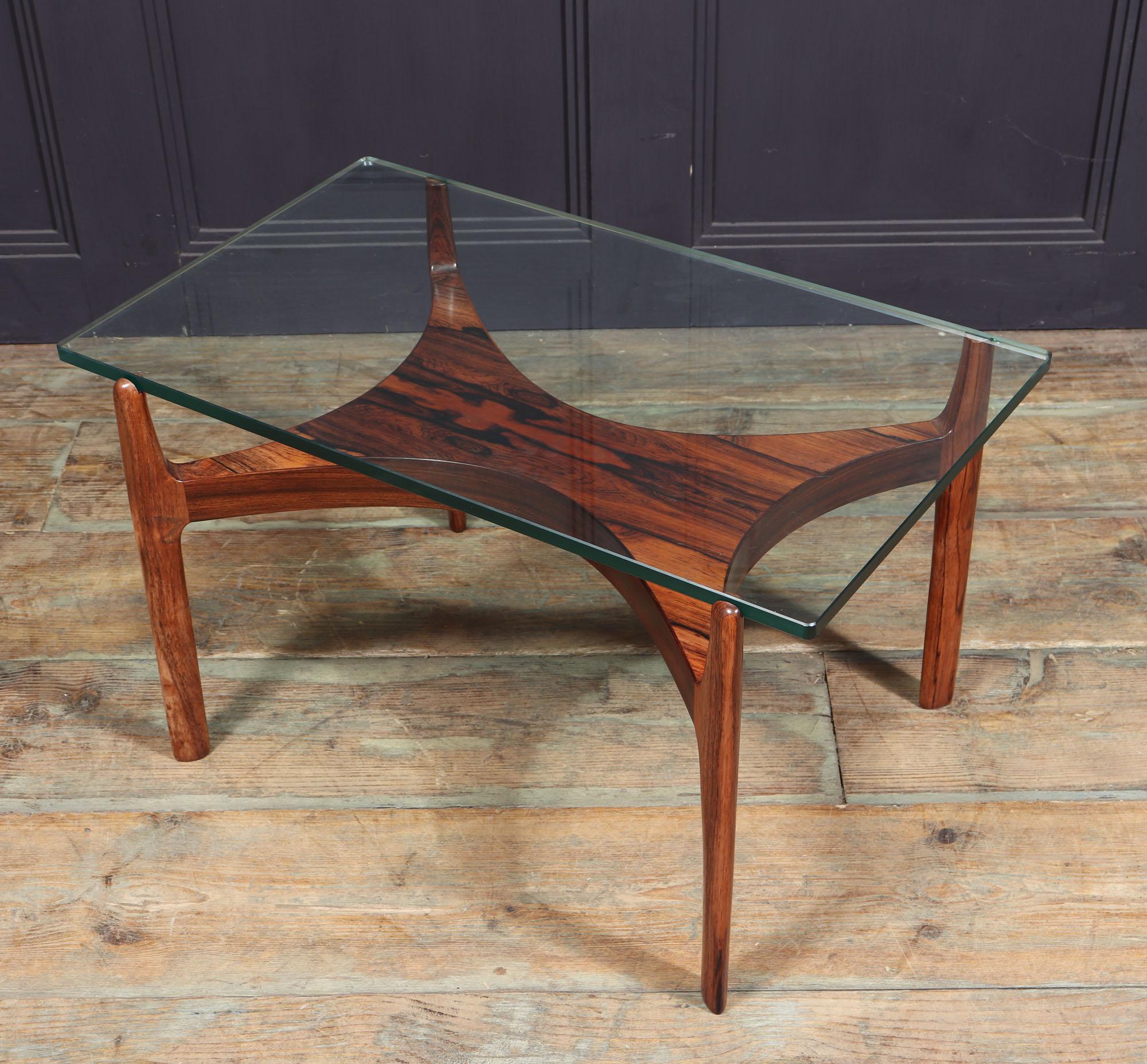 Danish Rosewood and Glass Coffee Table by Sven Ellekaer For Sale 6