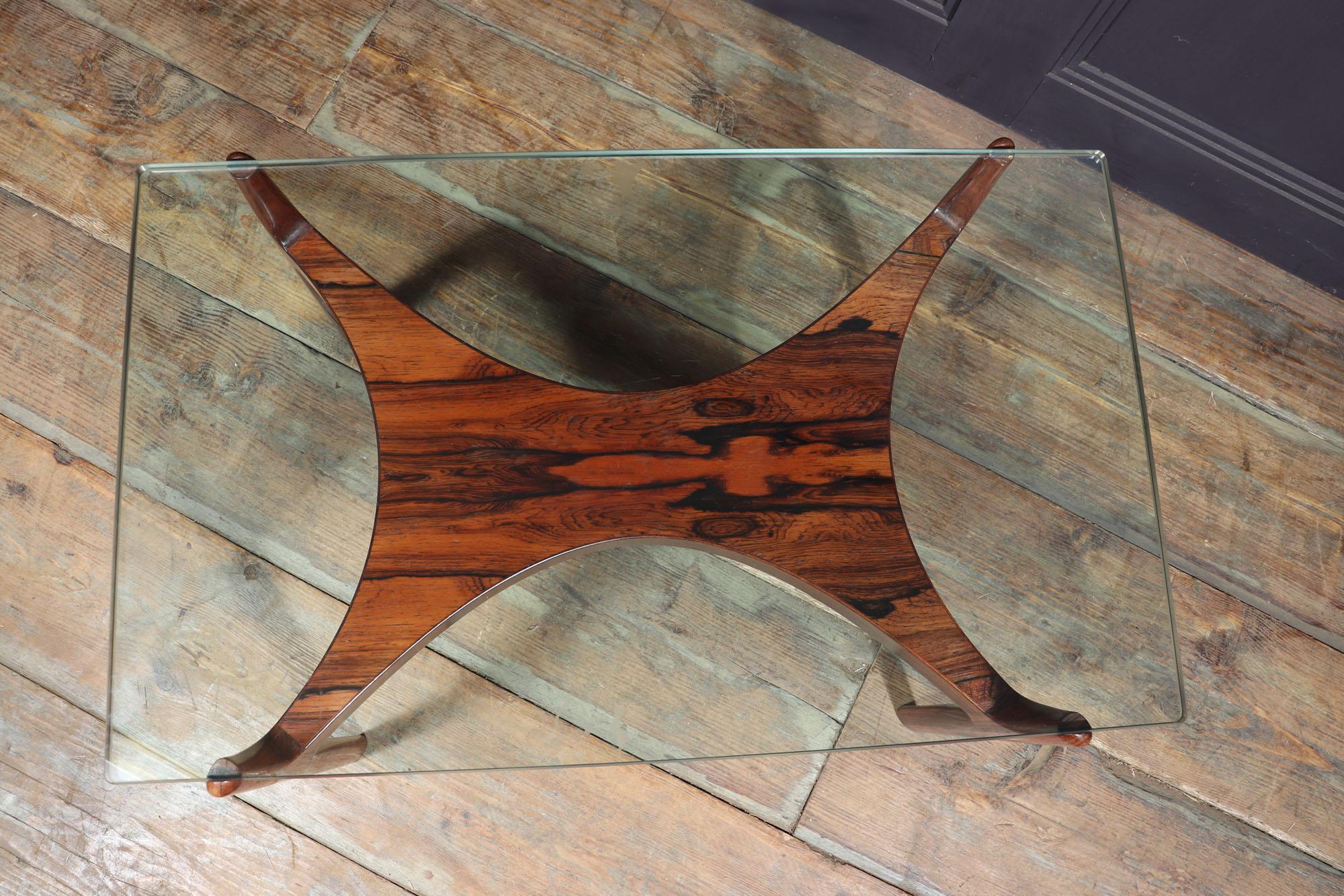20th Century Danish Rosewood and Glass Coffee Table by Sven Ellekaer For Sale