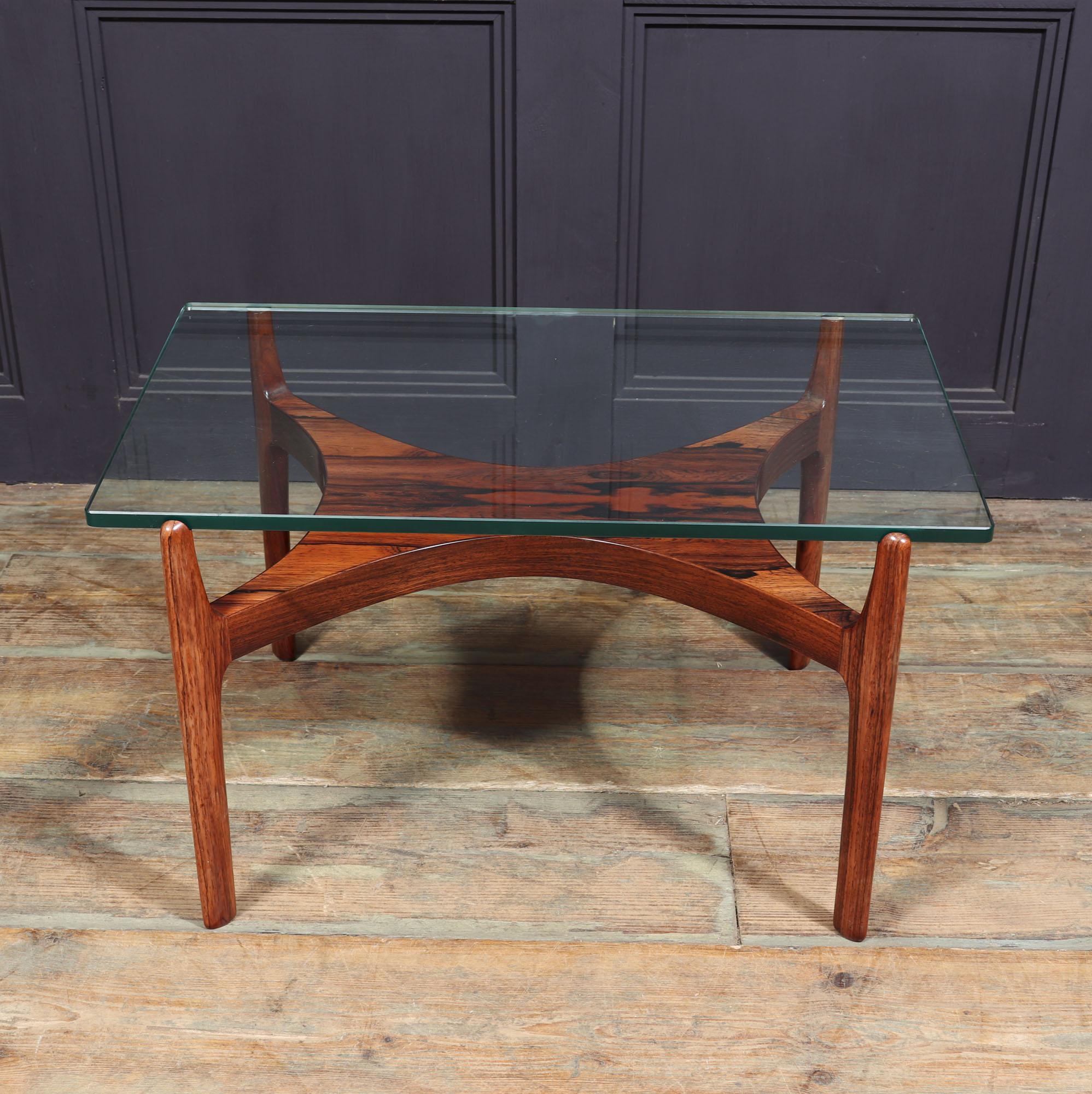 Danish Rosewood and Glass Coffee Table by Sven Ellekaer For Sale 1