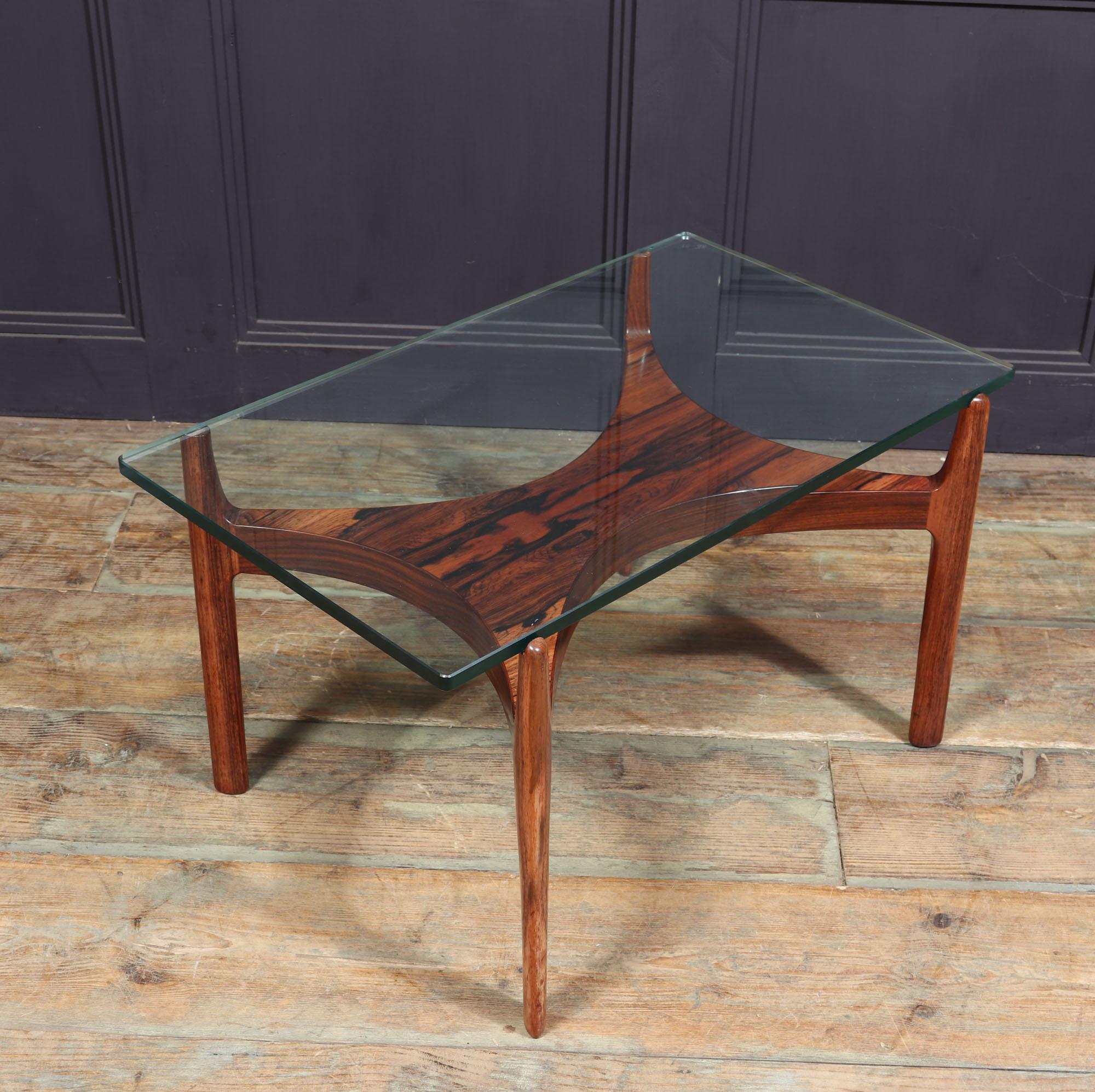 Danish Rosewood and Glass Coffee Table by Sven Ellekaer For Sale 4