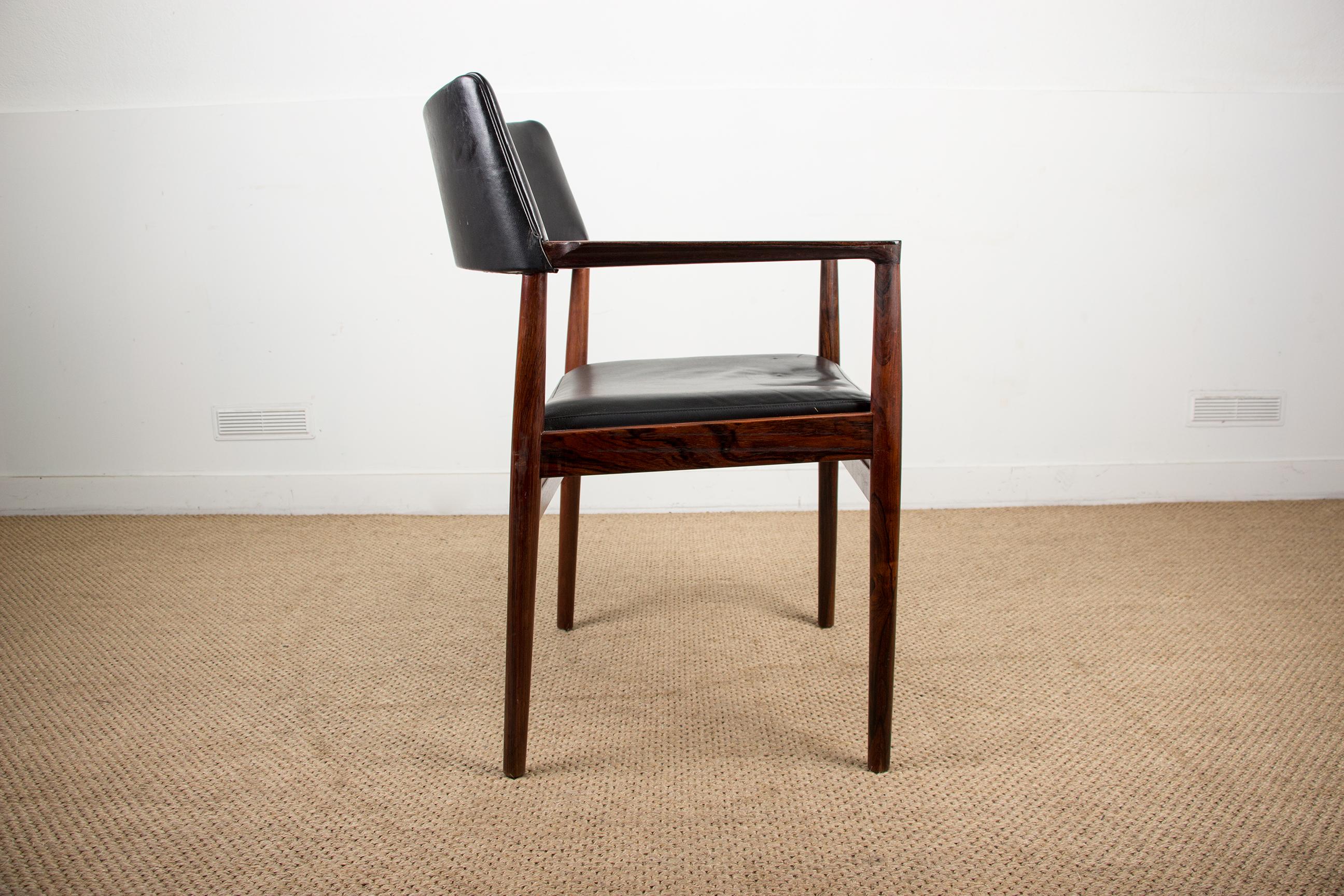 Danish Rosewood and Leather Armchair by Erik Wørts for Soro Stolefabrik For Sale 5