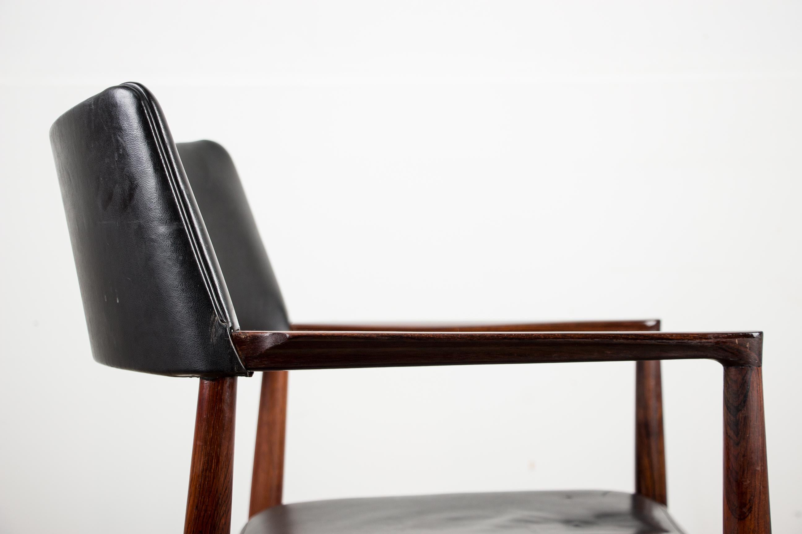 Danish Rosewood and Leather Armchair by Erik Wørts for Soro Stolefabrik For Sale 6