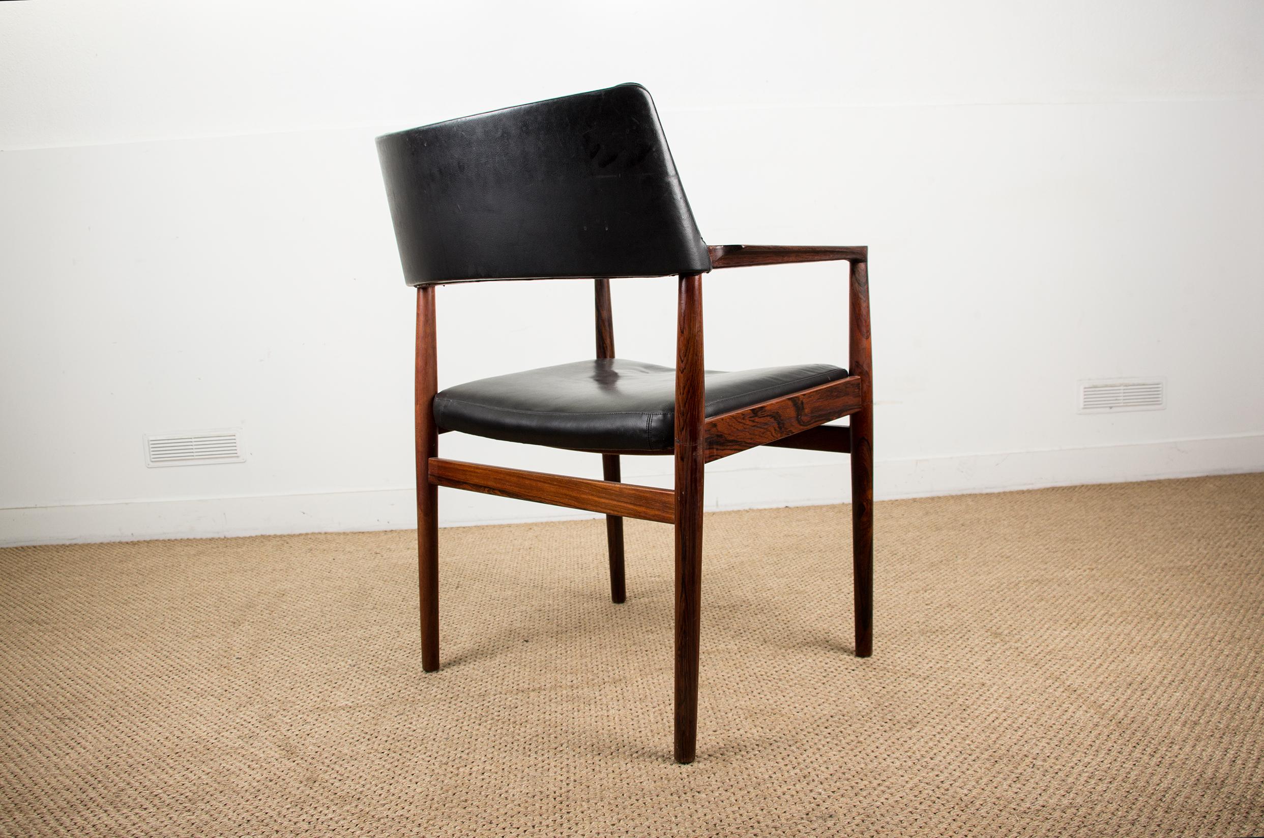 Danish Rosewood and Leather Armchair by Erik Wørts for Soro Stolefabrik For Sale 8