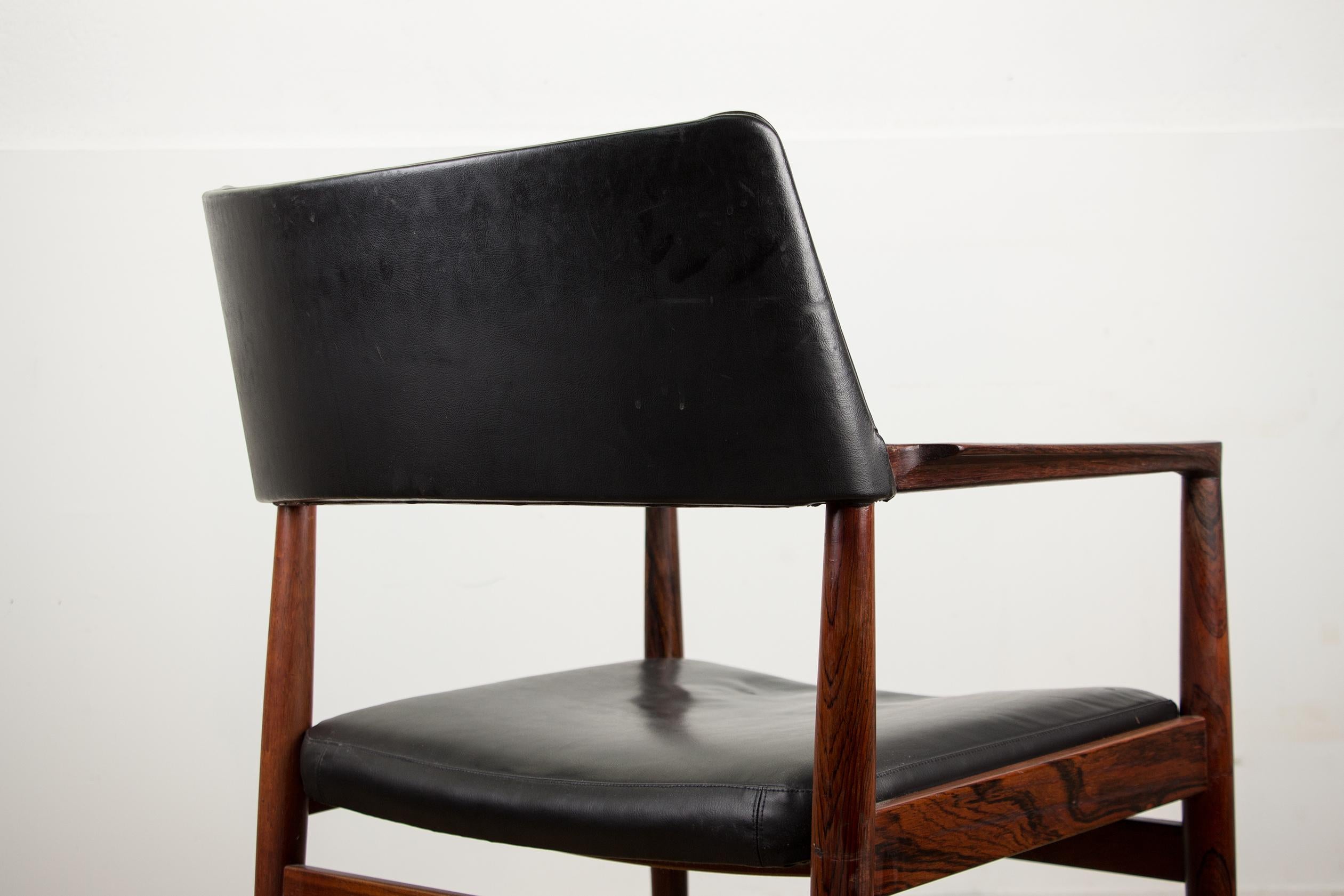 Danish Rosewood and Leather Armchair by Erik Wørts for Soro Stolefabrik For Sale 9