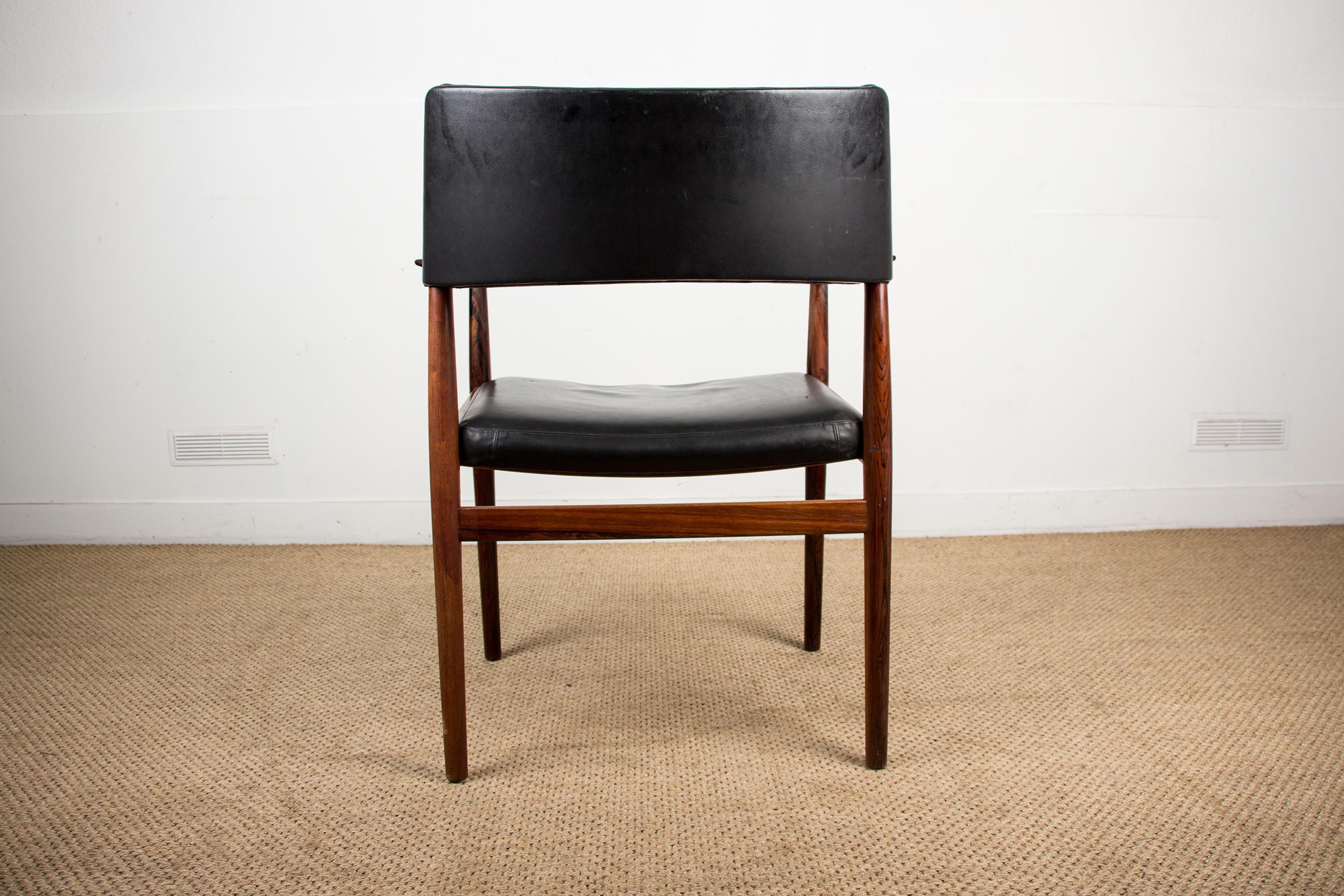 Danish Rosewood and Leather Armchair by Erik Wørts for Soro Stolefabrik For Sale 10