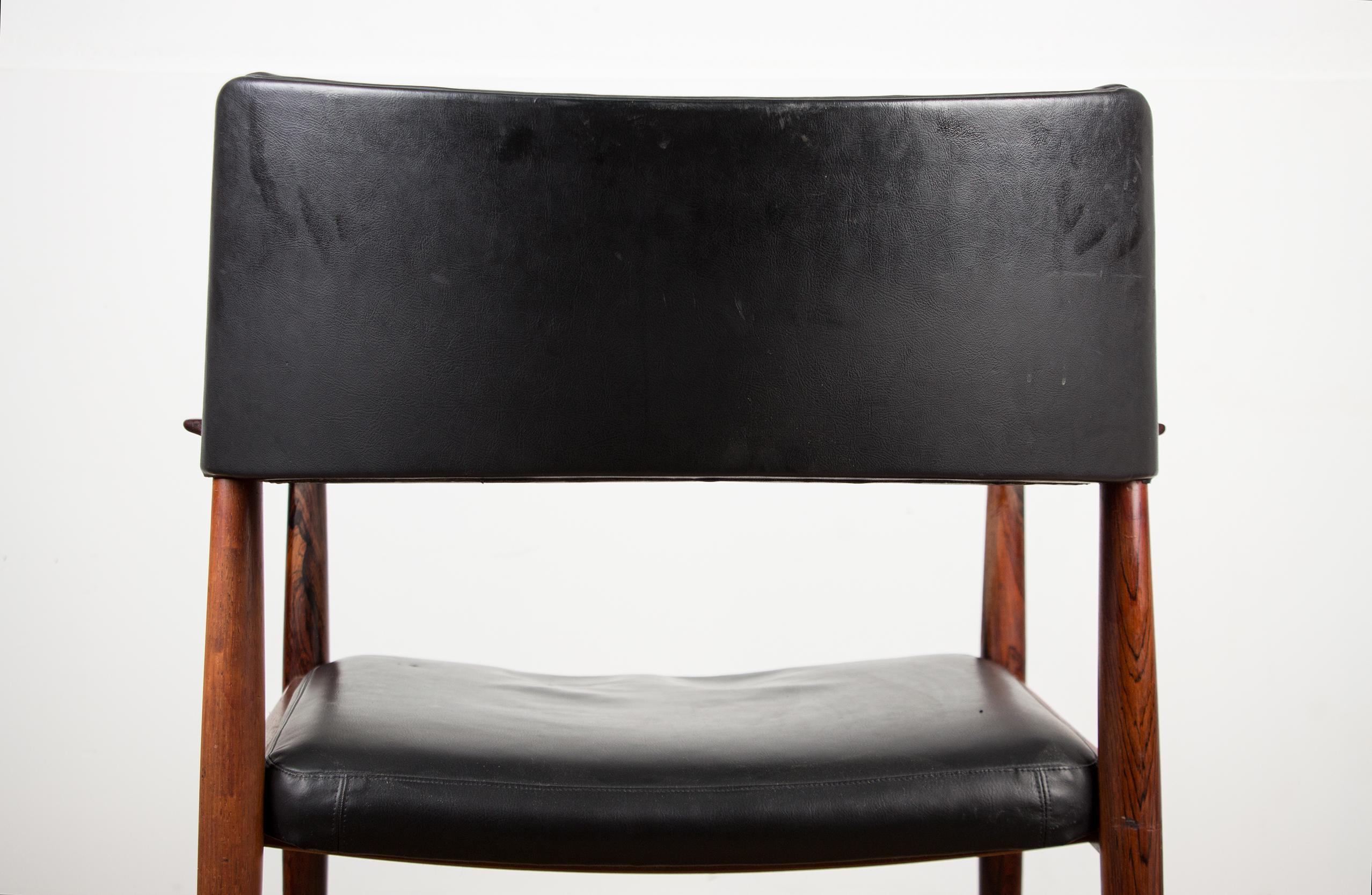 Danish Rosewood and Leather Armchair by Erik Wørts for Soro Stolefabrik For Sale 11