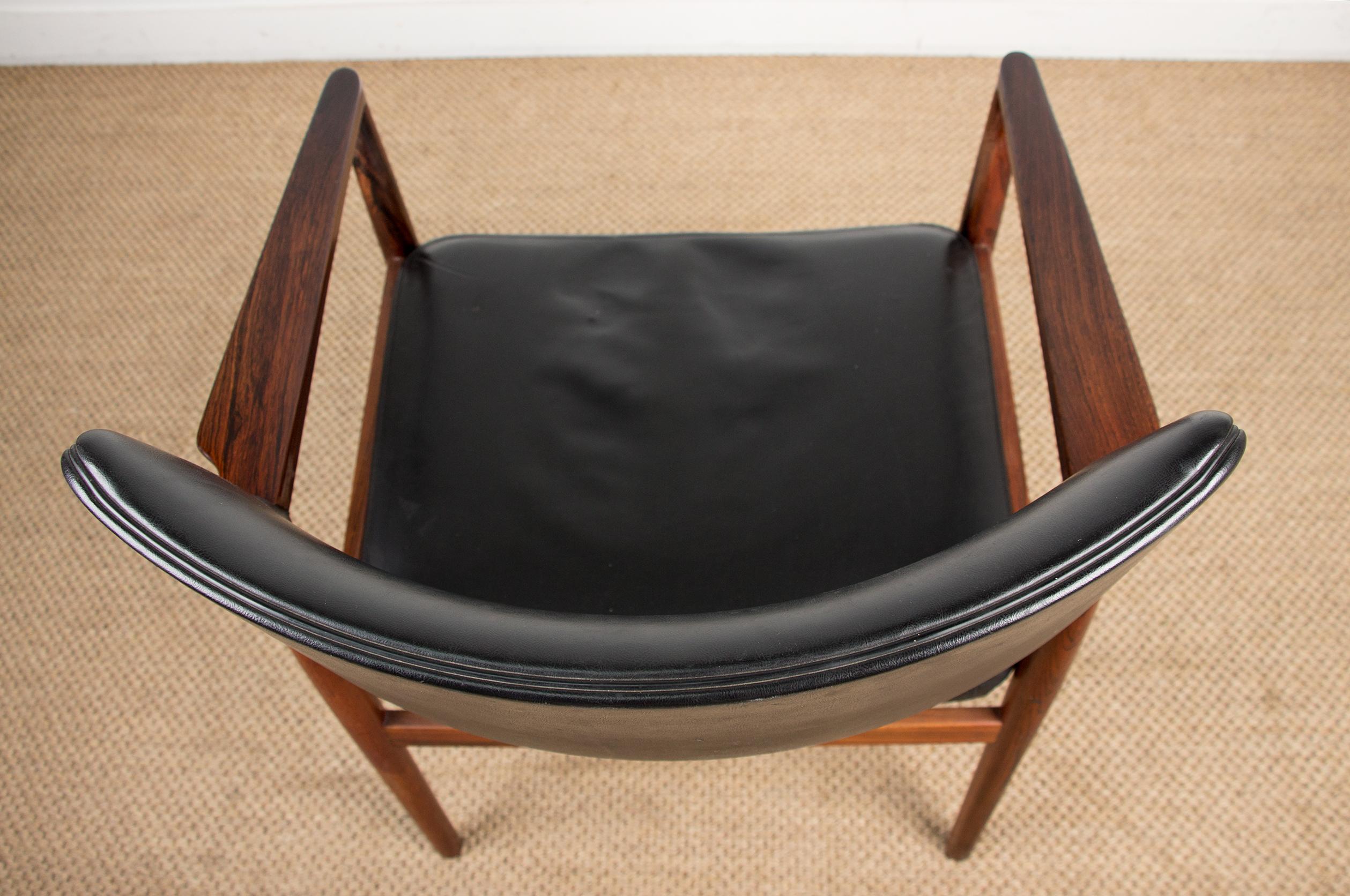 Danish Rosewood and Leather Armchair by Erik Wørts for Soro Stolefabrik For Sale 12