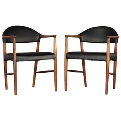 Danish Rosewood and Leather Chairs by Kurt Olsen, Set of Two