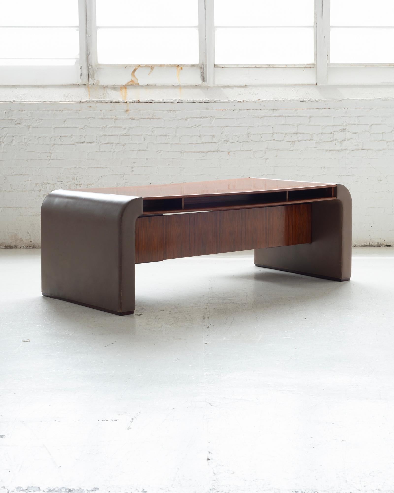 Danish Rosewood and Leather Desk 1