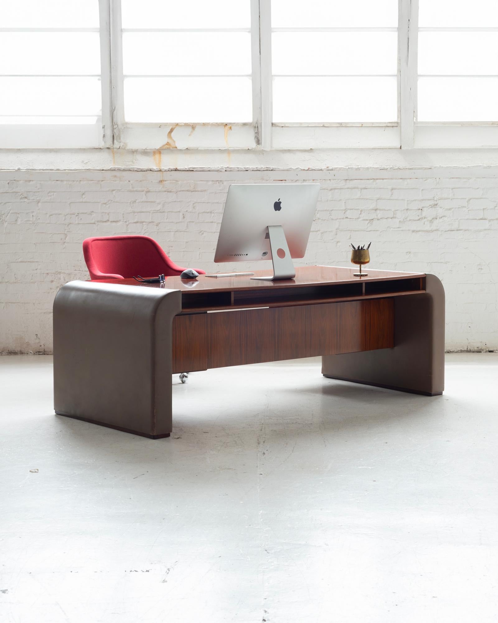 Danish Rosewood and Leather Desk 2