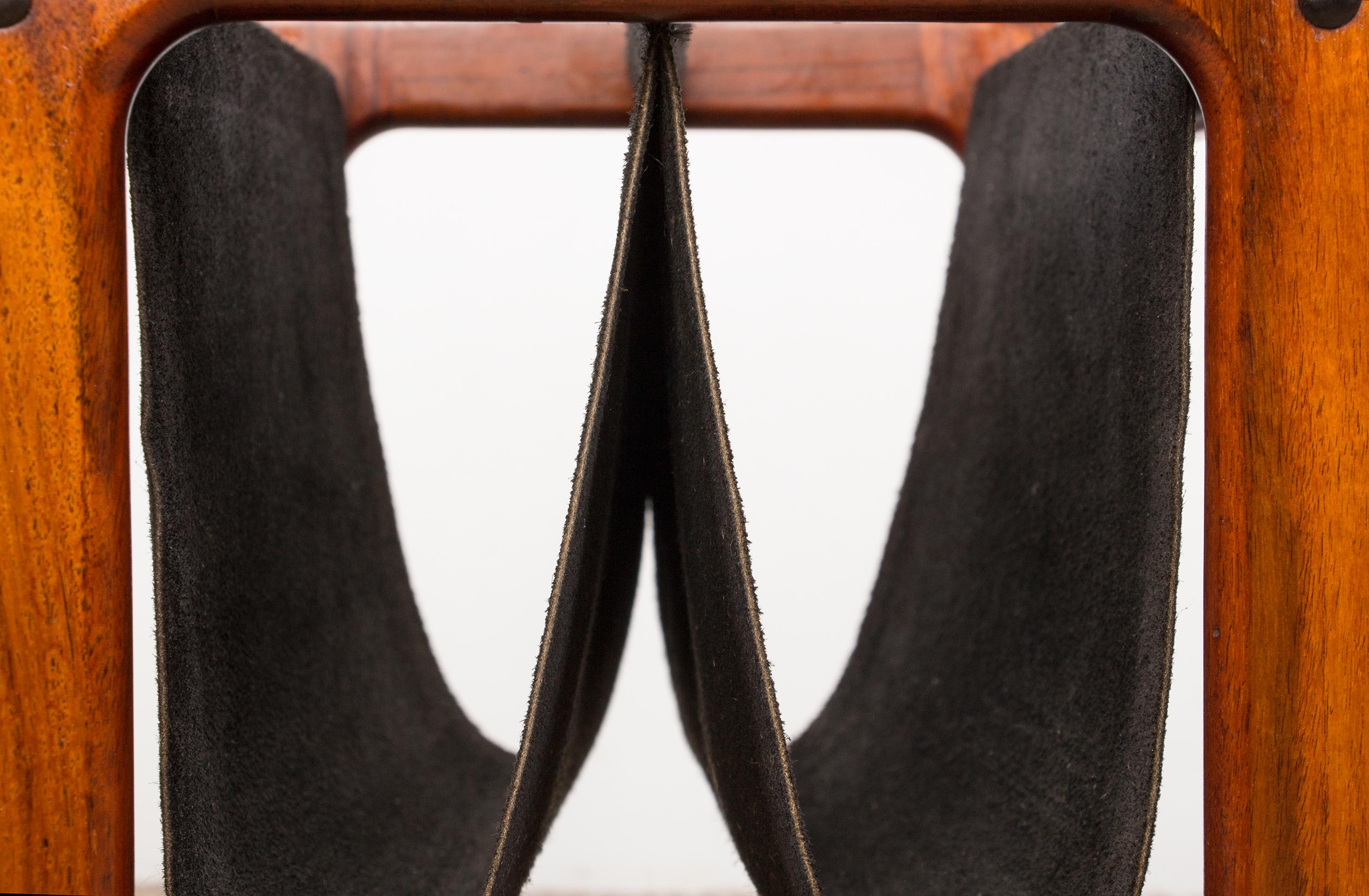 Danish Rosewood and Leather Magazine Rack by Kai Kristiansen for Odder Furniture 2