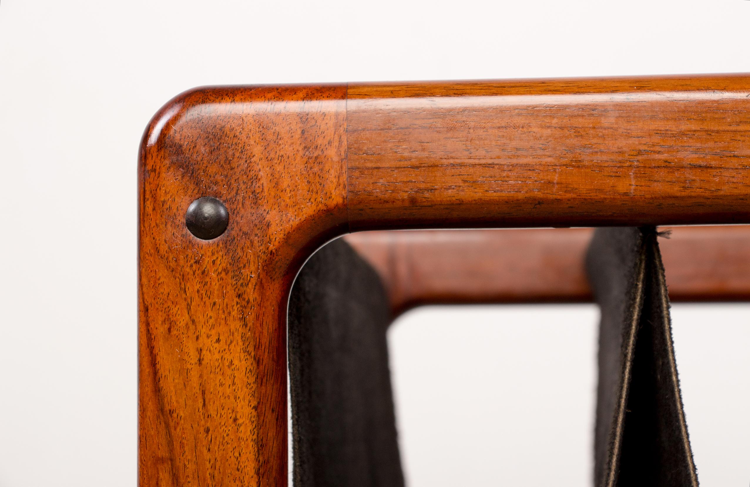 Danish Rosewood and Leather Magazine Rack by Kai Kristiansen for Odder Furniture 3