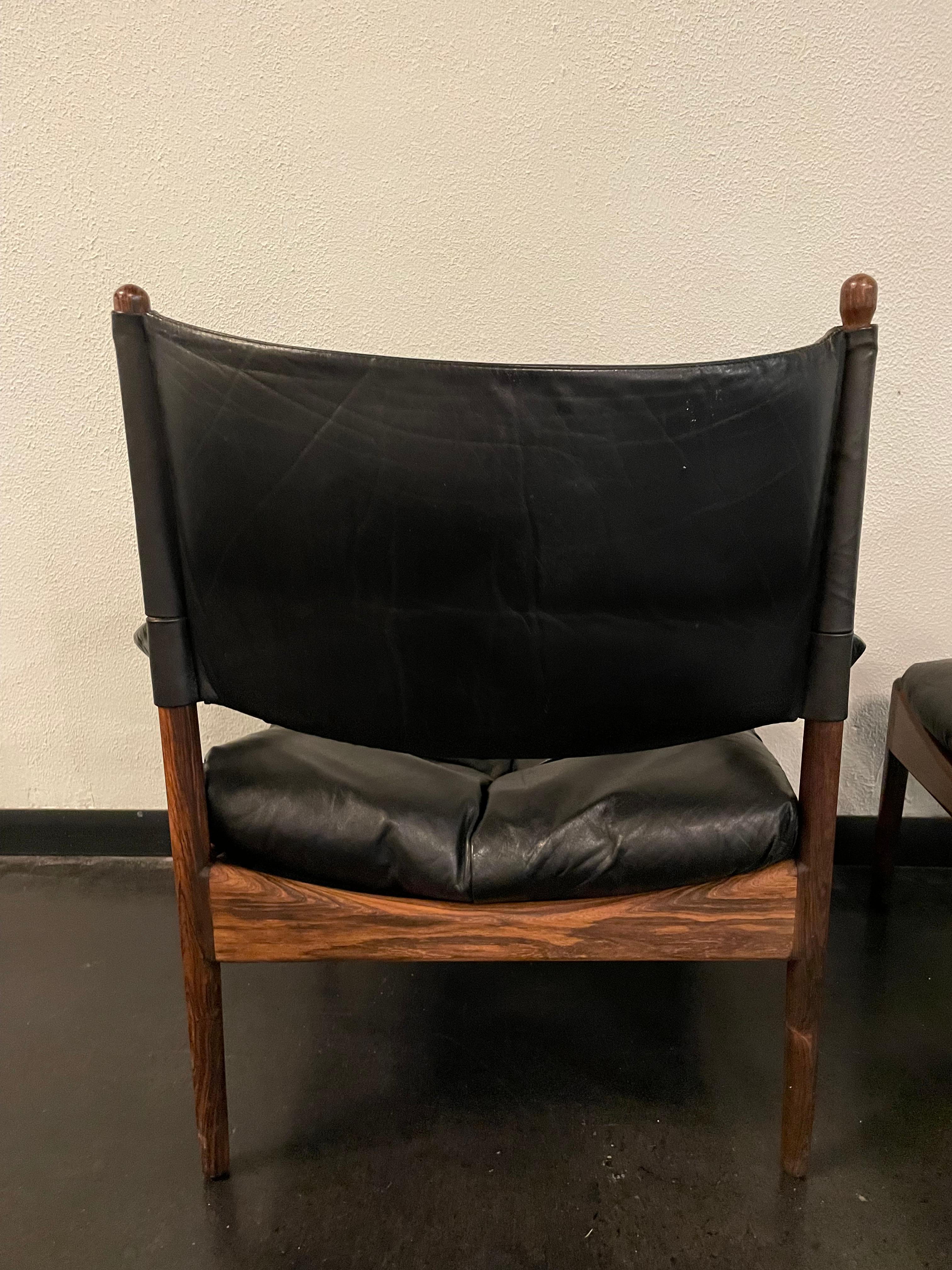 Mid-20th Century Danish Rosewood and Leather Modus Lounge Chair with Ottoman