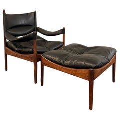 Danish Rosewood and Leather Modus Lounge Chair with Ottoman