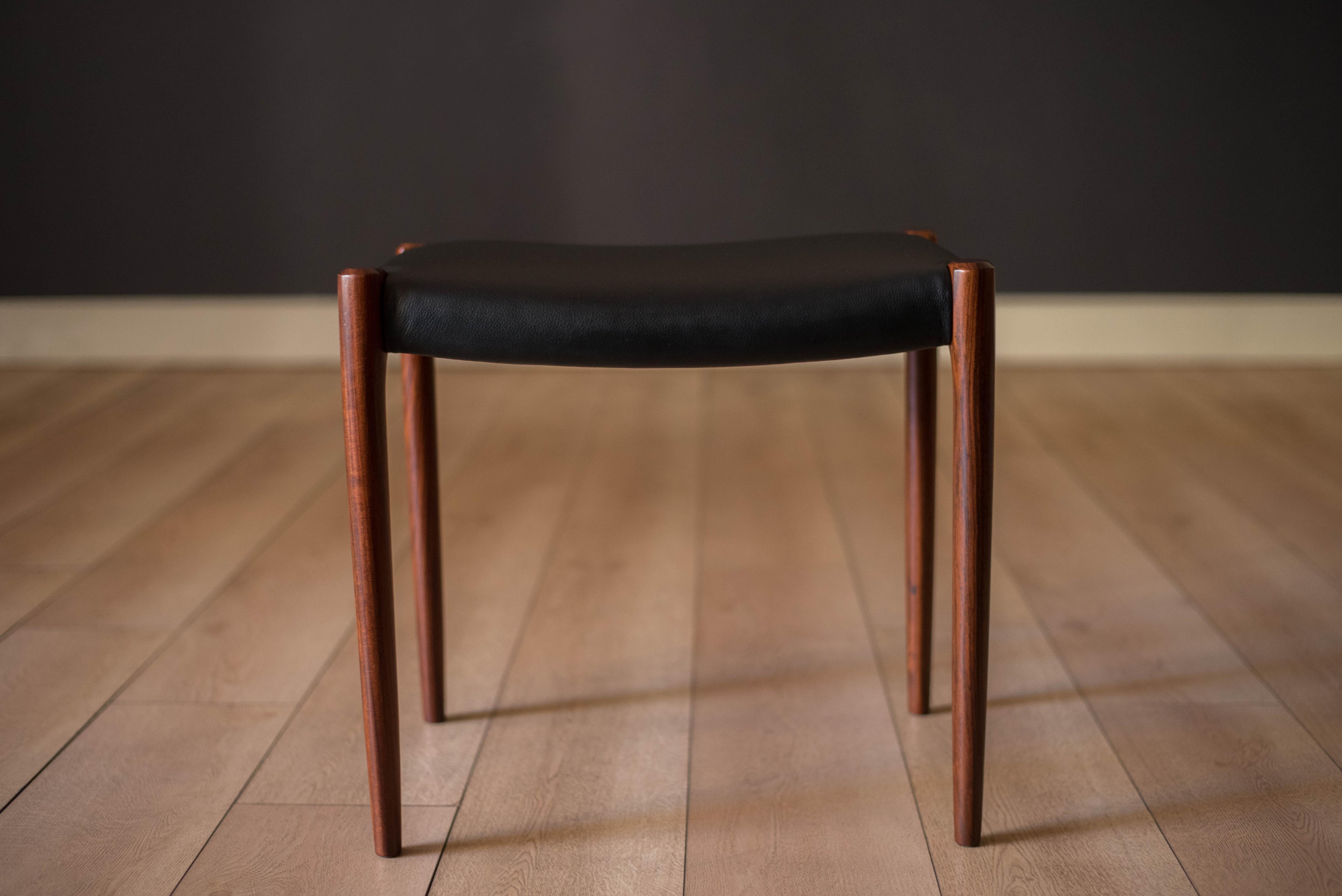 Scandinavian Modern Danish Rosewood and Leather Niels Møller Model 80A Stool for J.L. Møllers