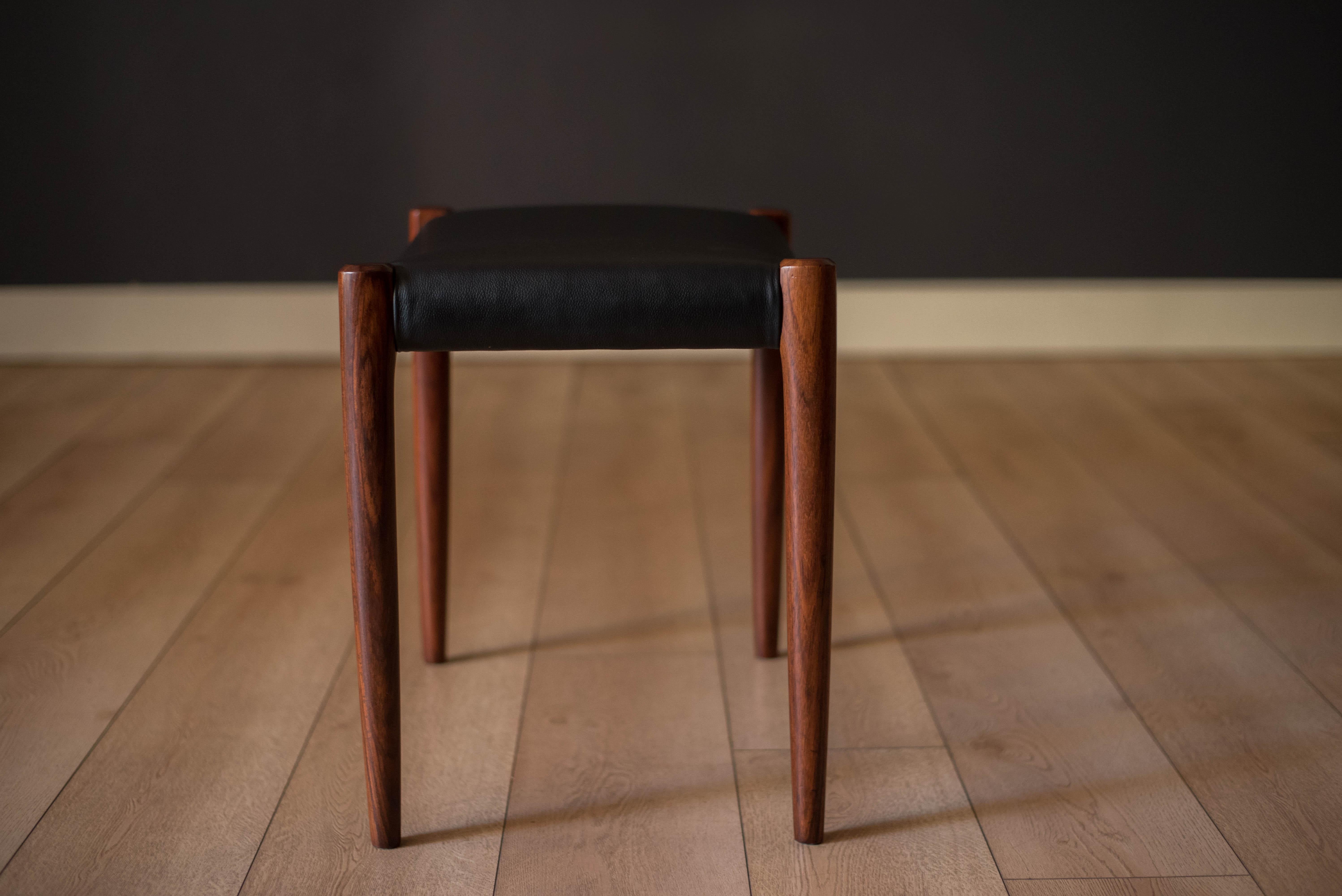 Mid-20th Century Danish Rosewood and Leather Niels Møller Model 80A Stool for J.L. Møllers