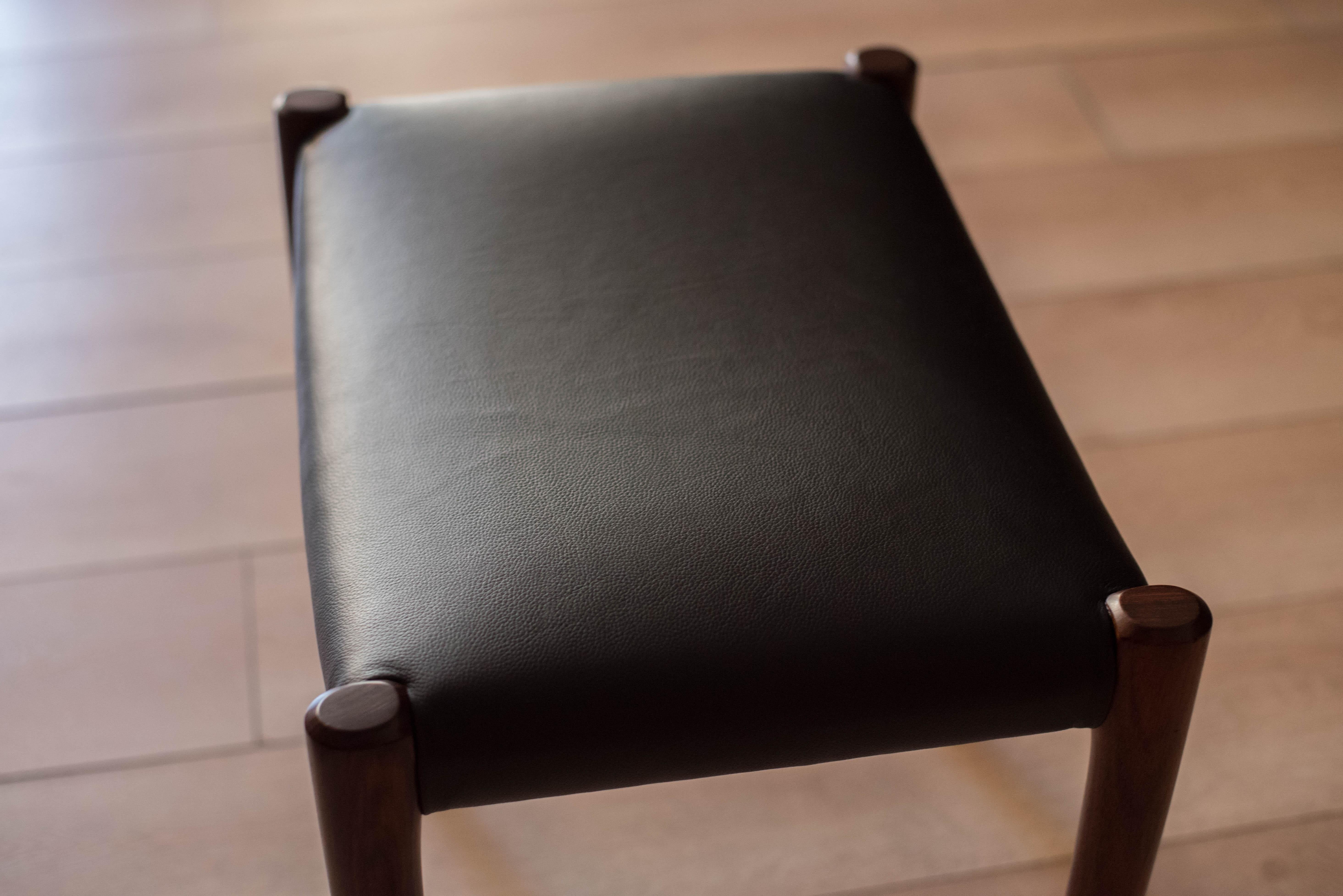 Danish Rosewood and Leather Niels Møller Model 80A Stool for J.L. Møllers 2