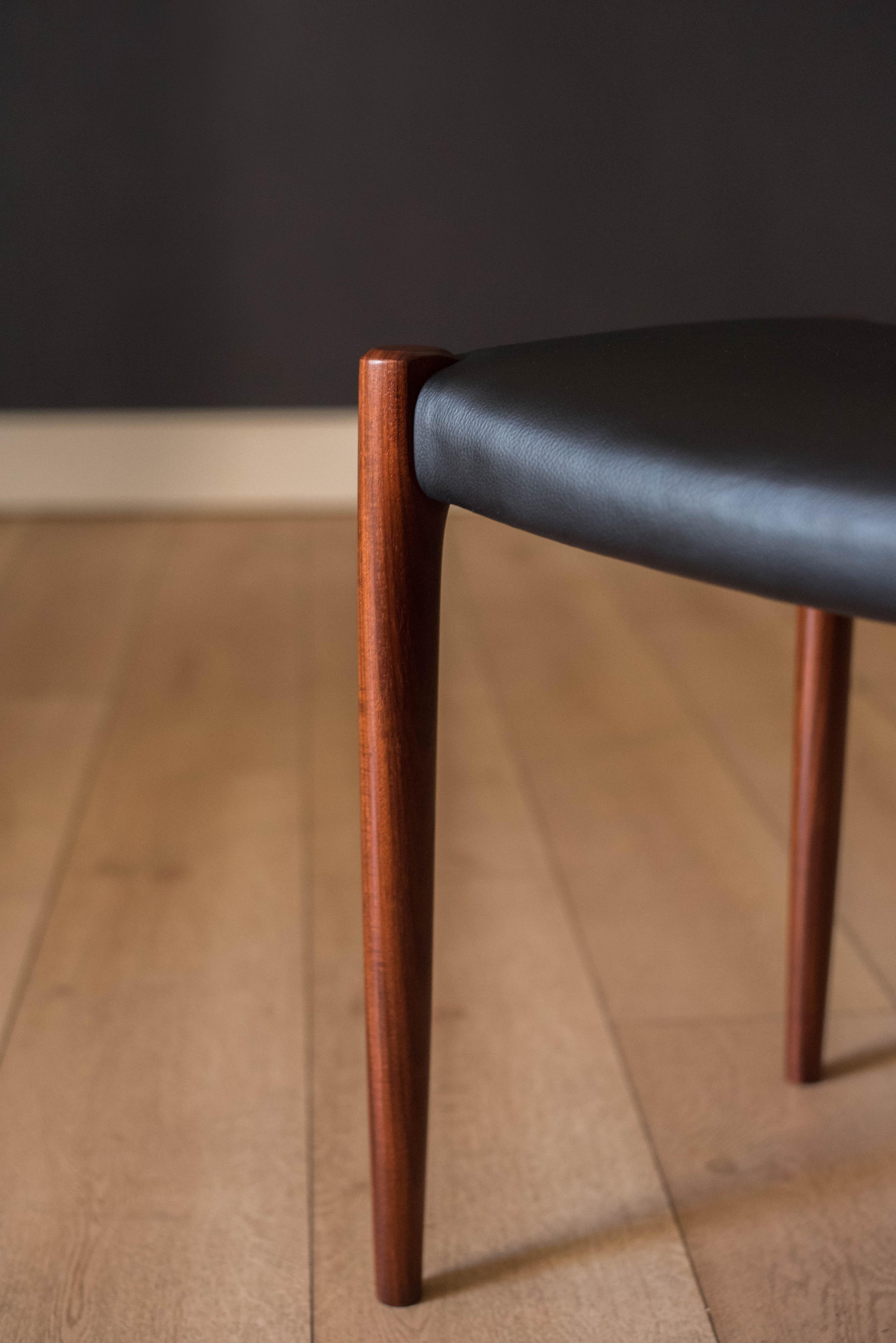 Danish Rosewood and Leather Niels Møller Model 80A Stool for J.L. Møllers 3