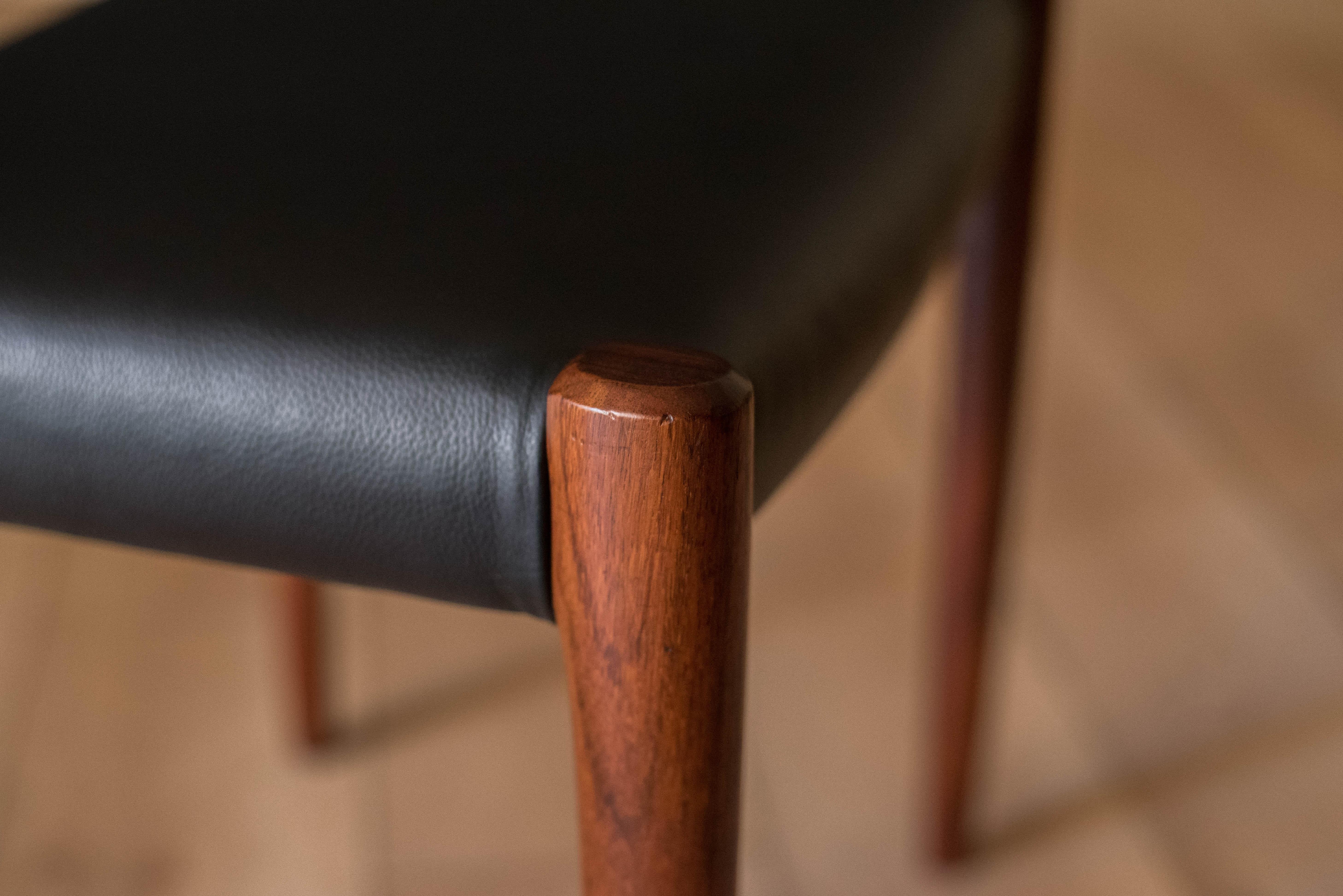 Danish Rosewood and Leather Niels Møller Model 80A Stool for J.L. Møllers 4
