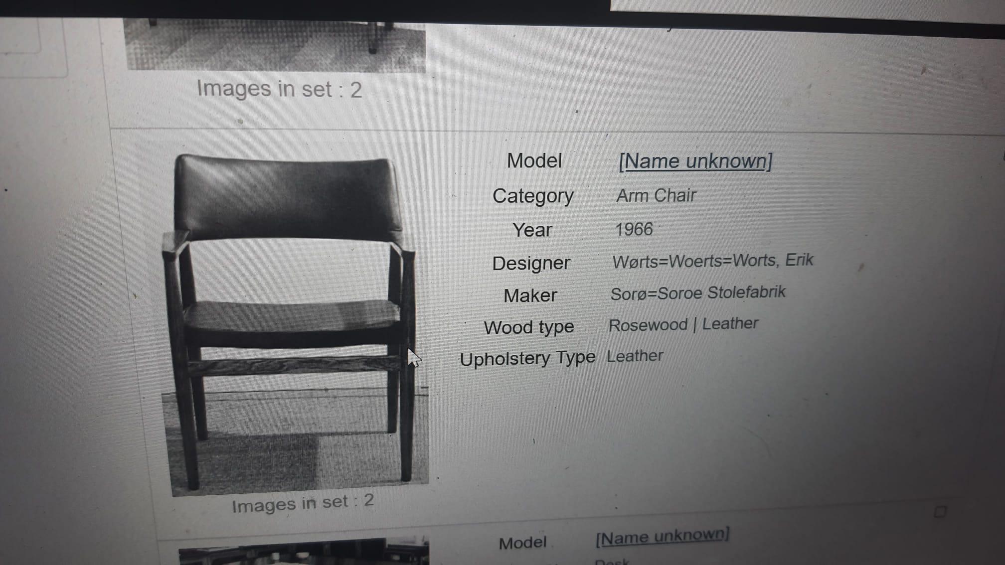 Sedia da ufficio danese in palissandro e pelle di Erik Worts per Soro Stolefabrik 1960 in vendita 10