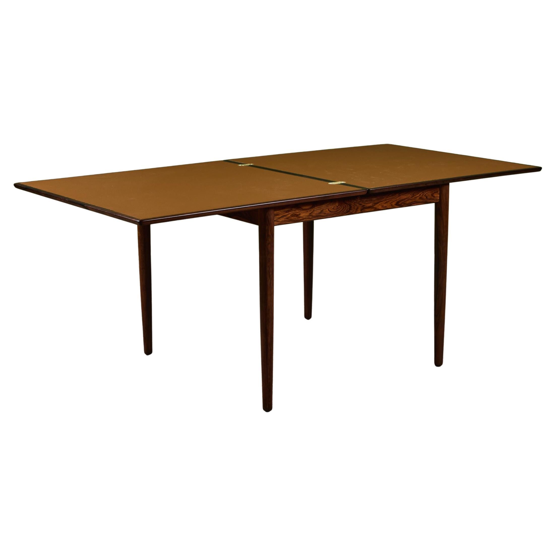 Danish Rosewood and Leather Top Game Table