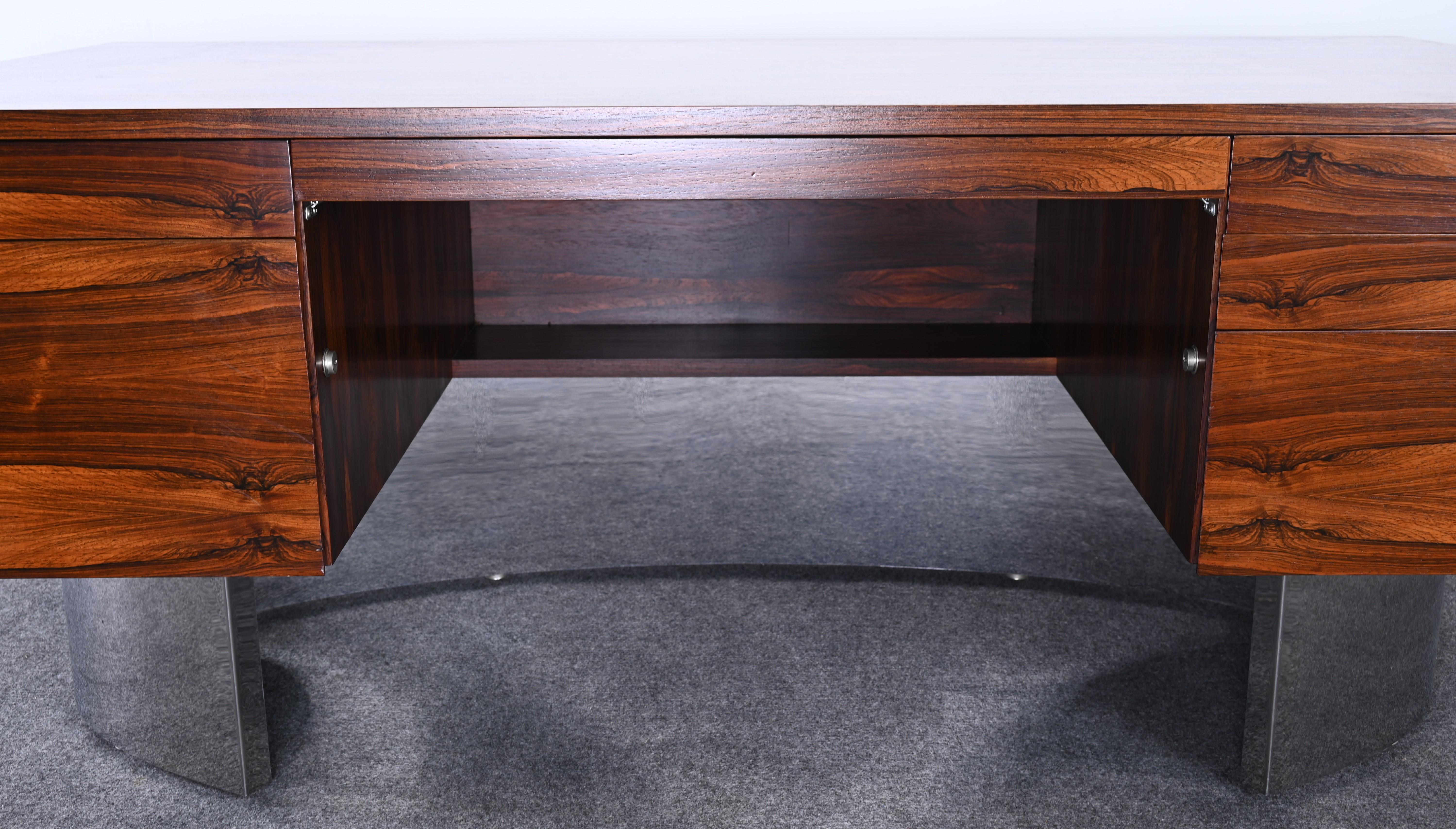 Danish Rosewood and Stainless Steel Executive Desk, 1960s 5