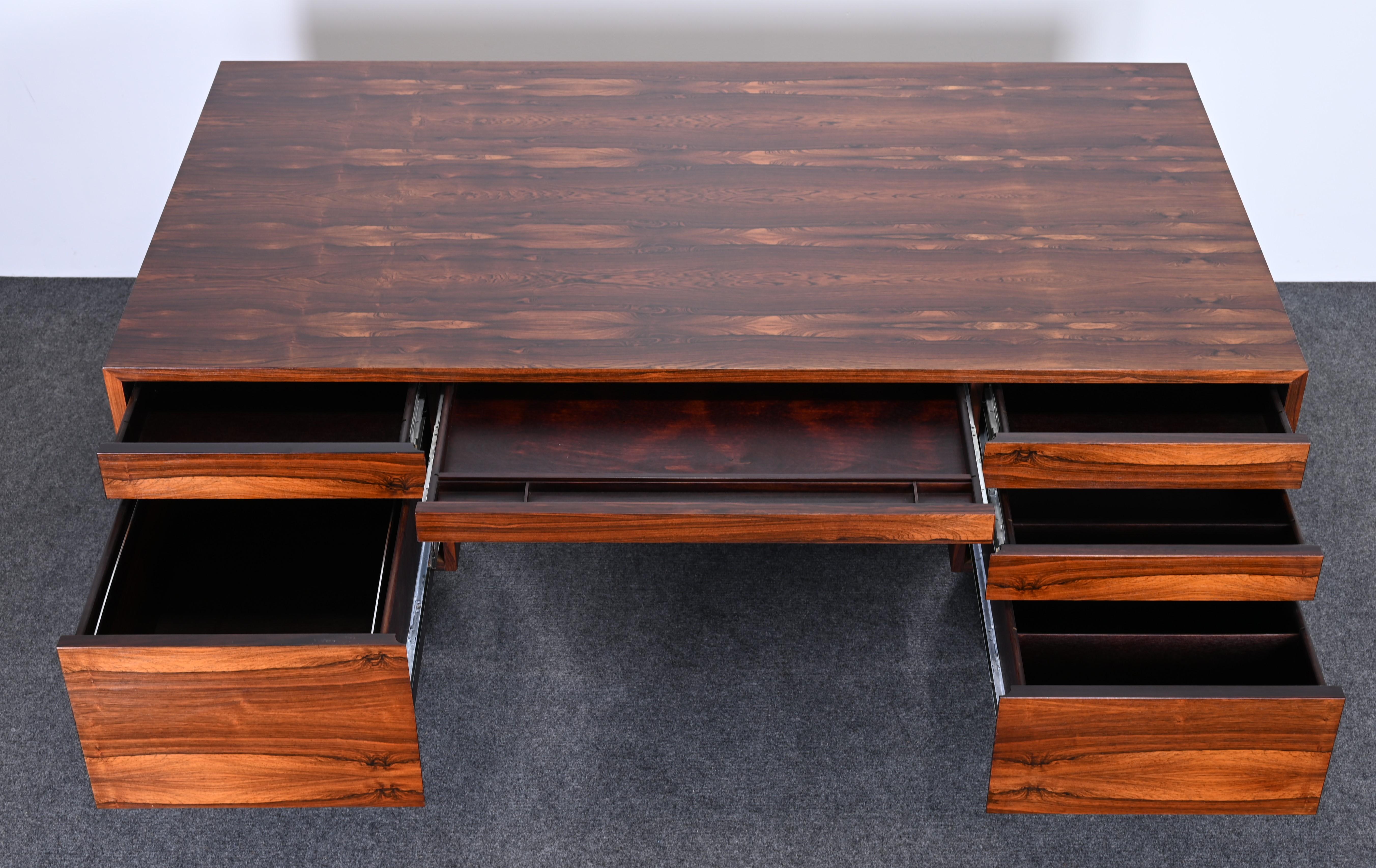 Danish Rosewood and Stainless Steel Executive Desk, 1960s 9
