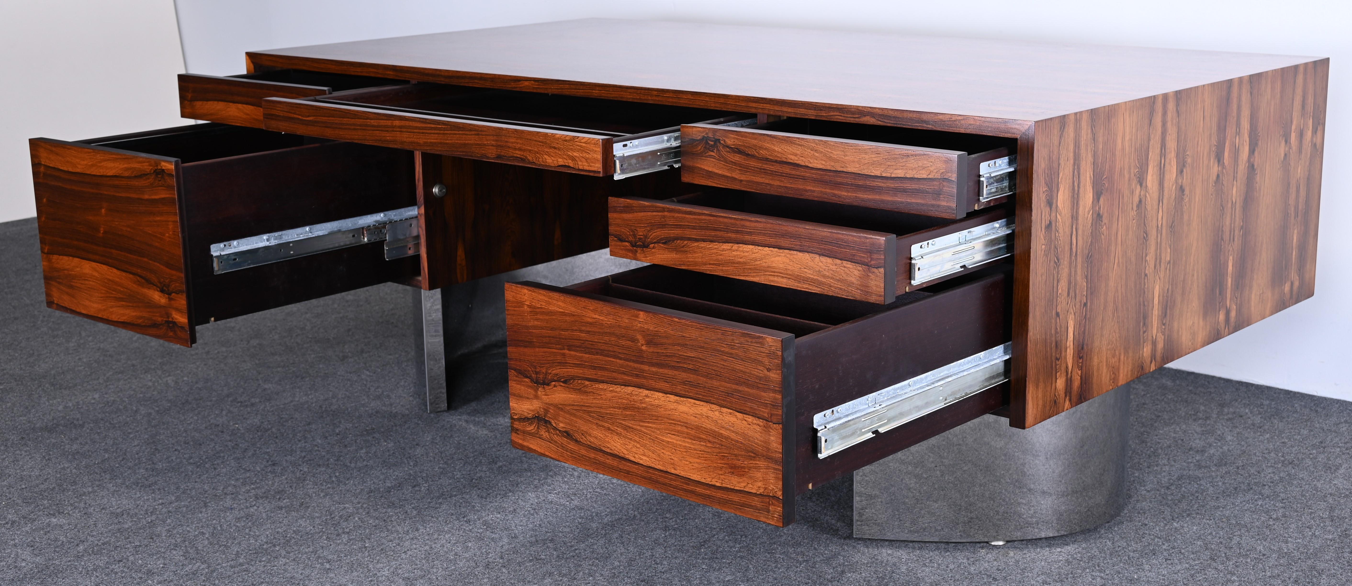 Danish Rosewood and Stainless Steel Executive Desk, 1960s 11
