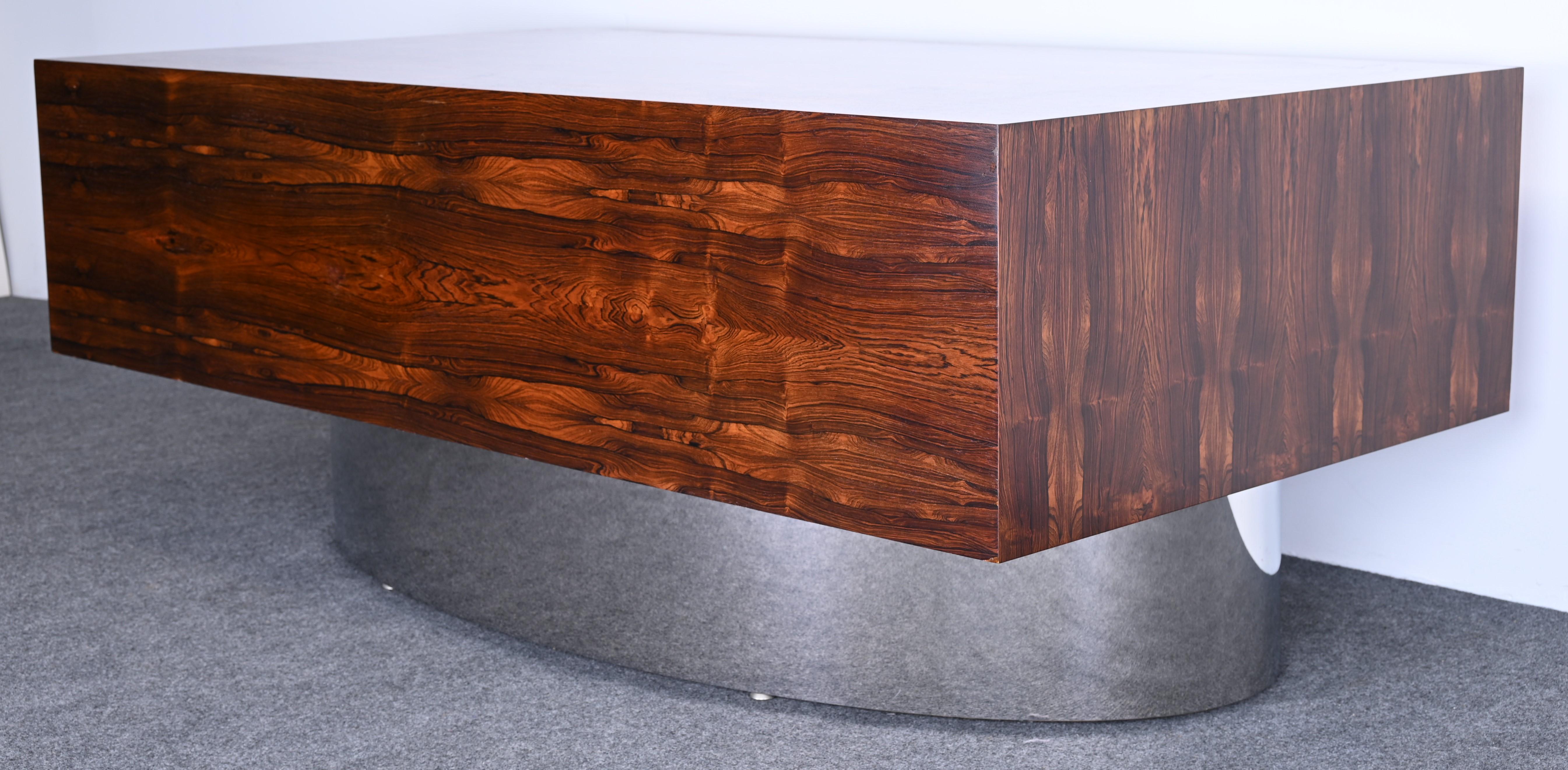 Danish Rosewood and Stainless Steel Executive Desk, 1960s 14