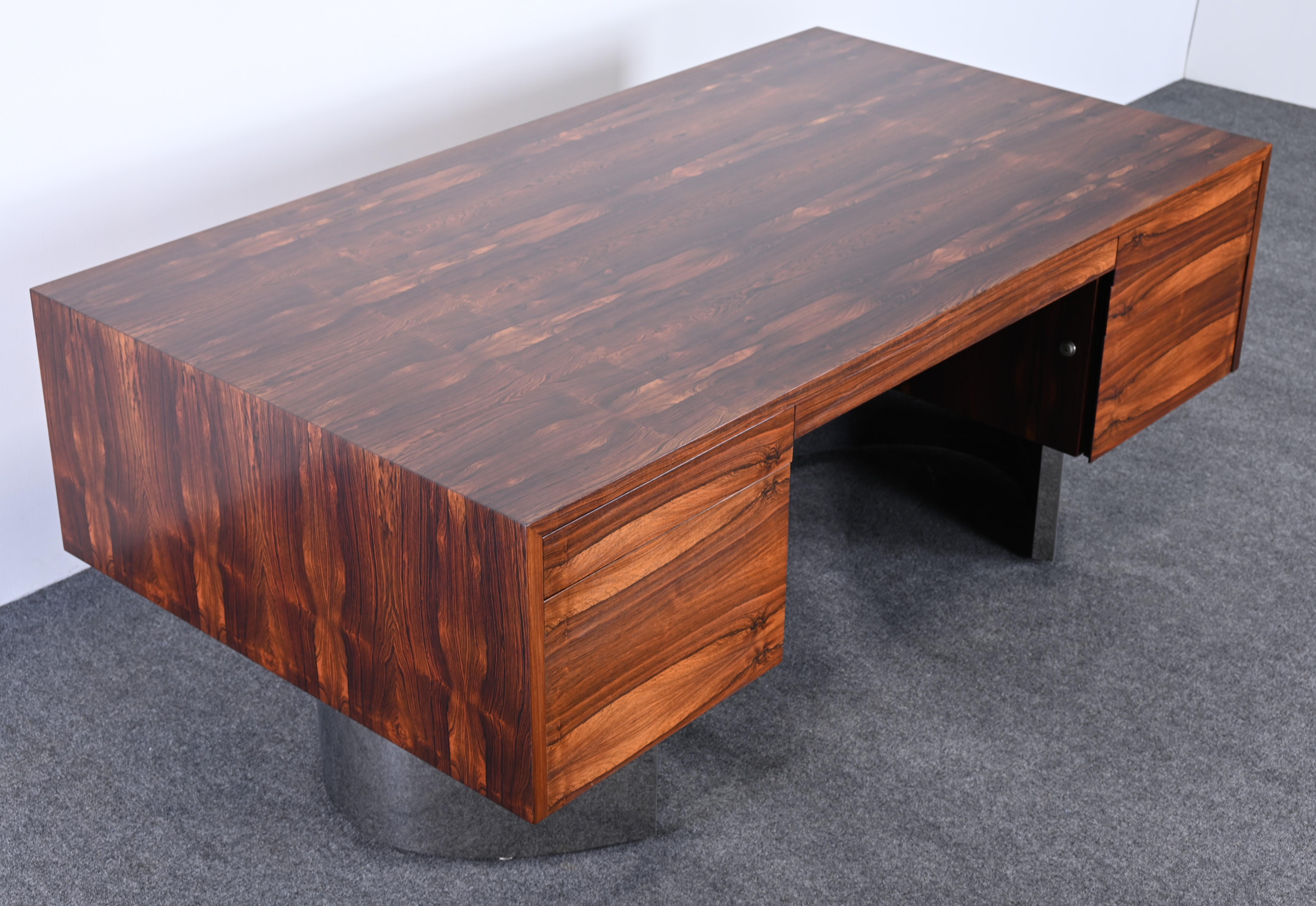 Danish Rosewood and Stainless Steel Executive Desk, 1960s 1