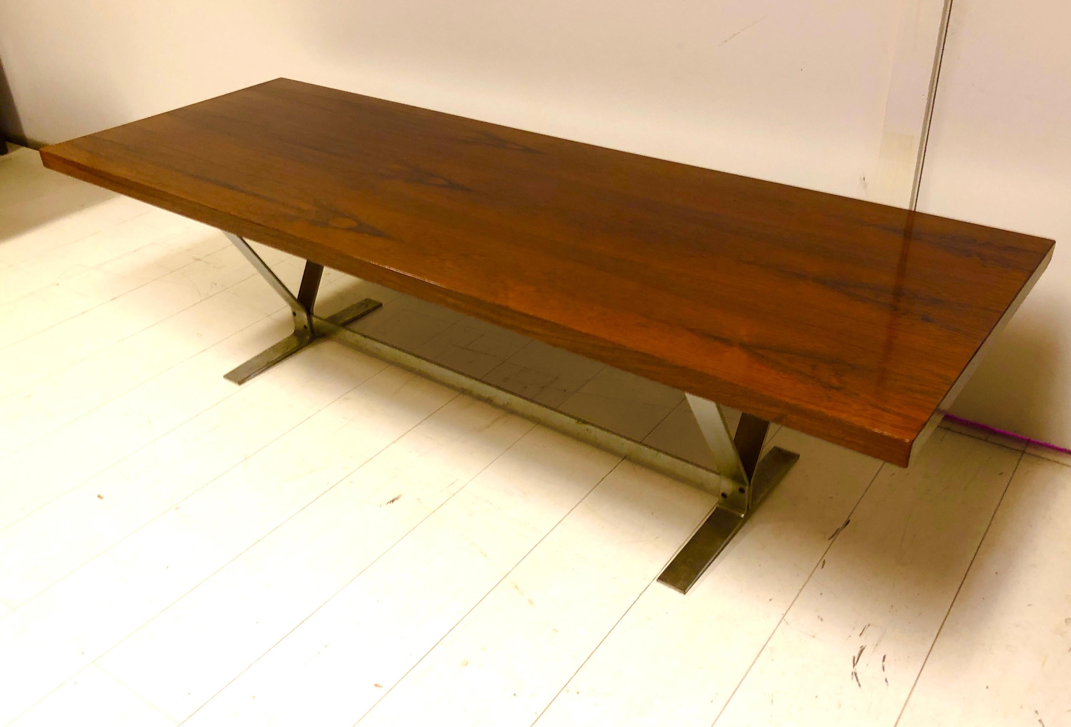 Danish Rosewood and Steel Coffee Table 1