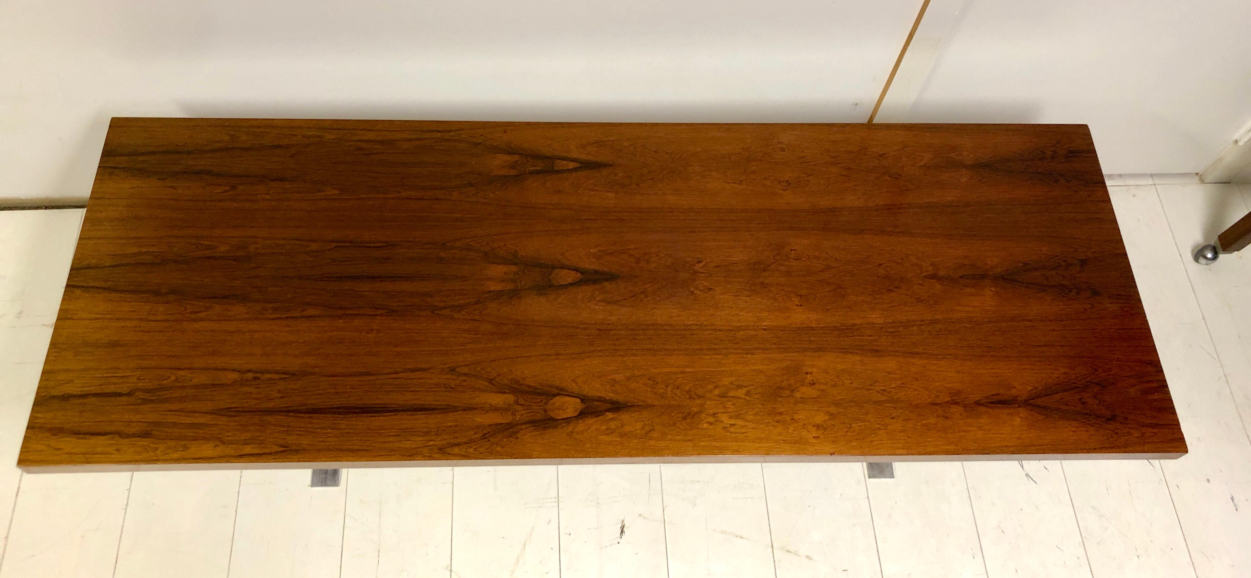 Danish Rosewood and Steel Coffee Table For Sale 3