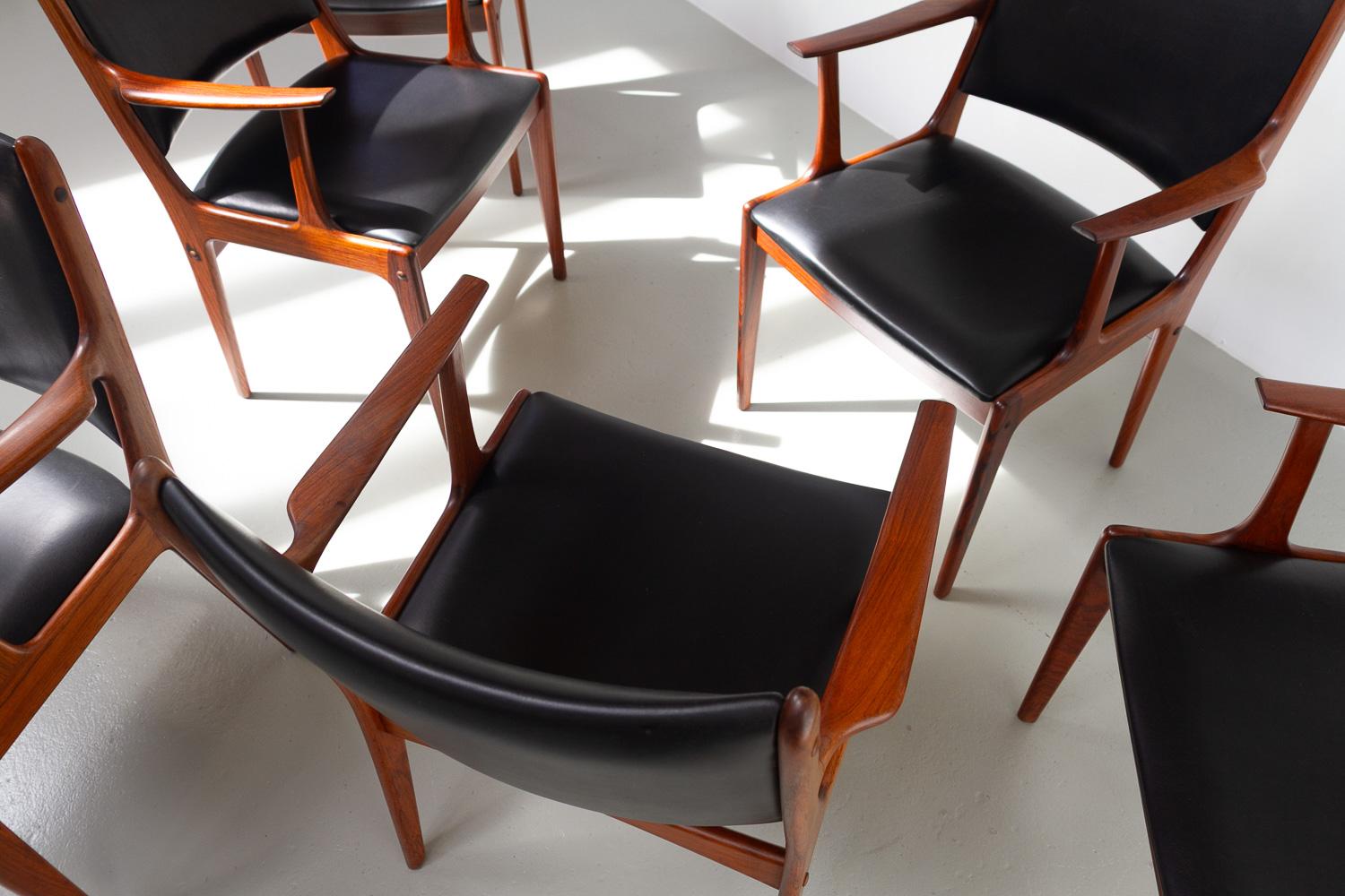Dänische Palisander-Sessel von Johannes Andersen für Uldum Møbler, 1960er Jahre. 6er-Set im Angebot 6