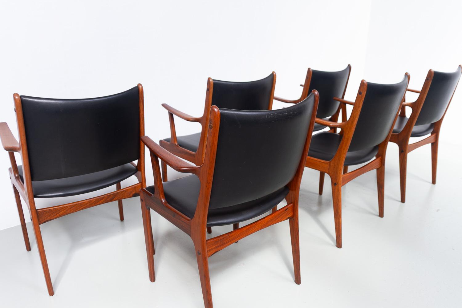 Dänische Palisander-Sessel von Johannes Andersen für Uldum Møbler, 1960er Jahre. 6er-Set im Angebot 9