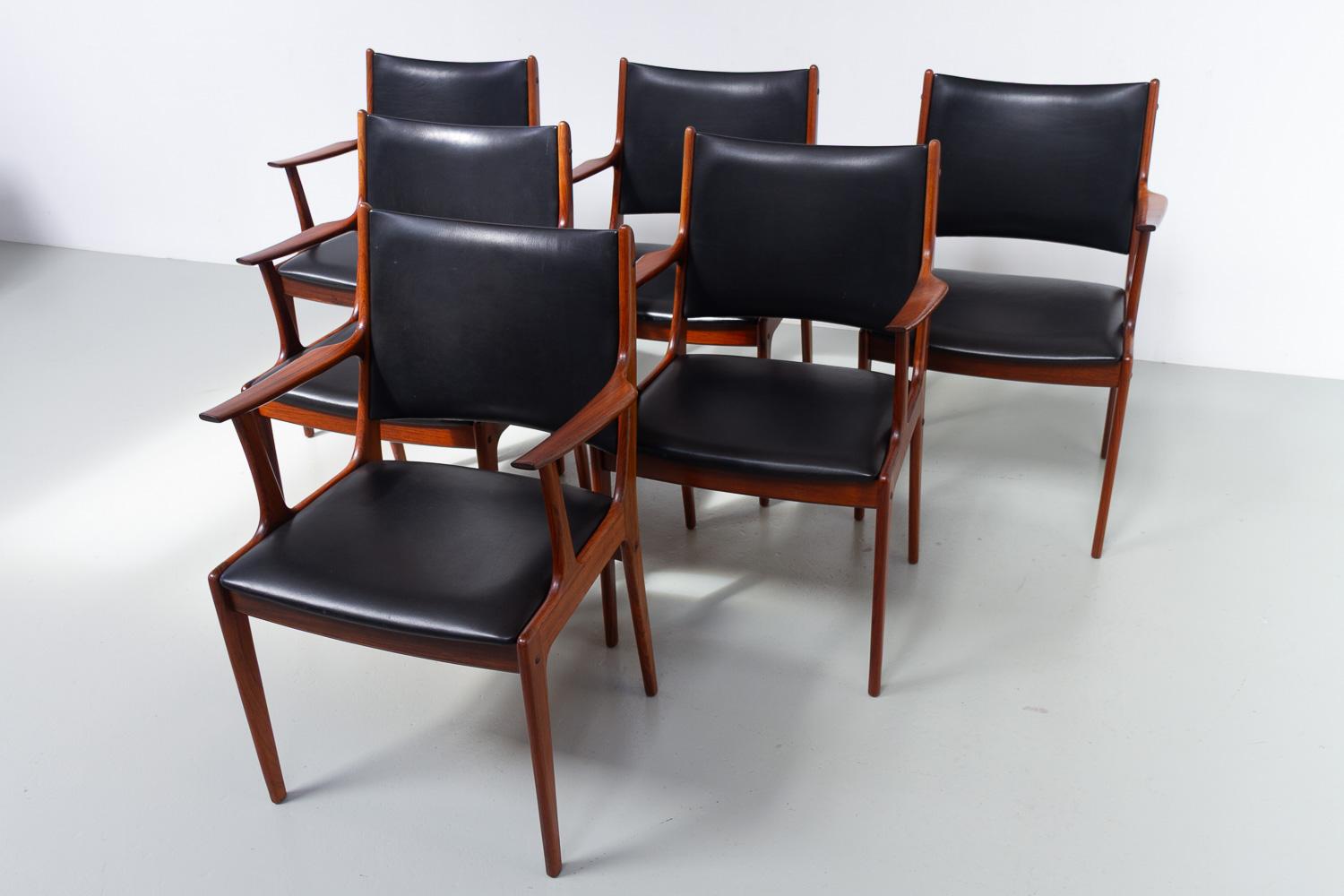 Dänische Palisander-Sessel von Johannes Andersen für Uldum Møbler, 1960er Jahre. 6er-Set (Moderne der Mitte des Jahrhunderts) im Angebot