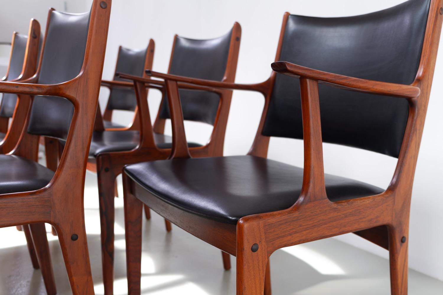Dänische Palisander-Sessel von Johannes Andersen für Uldum Møbler, 1960er Jahre. 6er-Set im Angebot 1