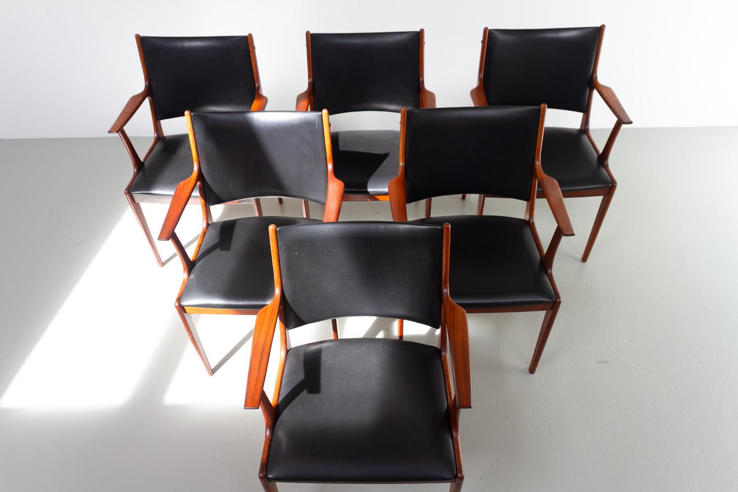 Dänische Palisander-Sessel von Johannes Andersen für Uldum Møbler, 1960er Jahre. 6er-Set im Angebot 3