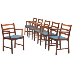 Danish Rosewood Armchairs with Blue Wool