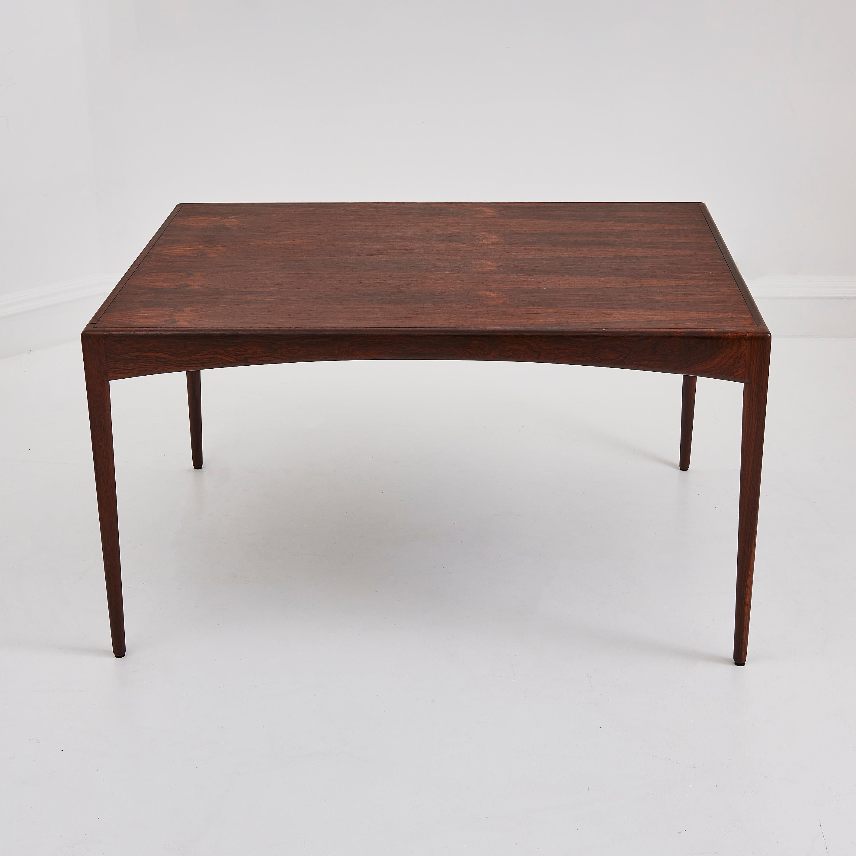 Danish Rosewood & Black Leather Dining Chairs & Table By Kristian Solmer Vedel For Sale 2