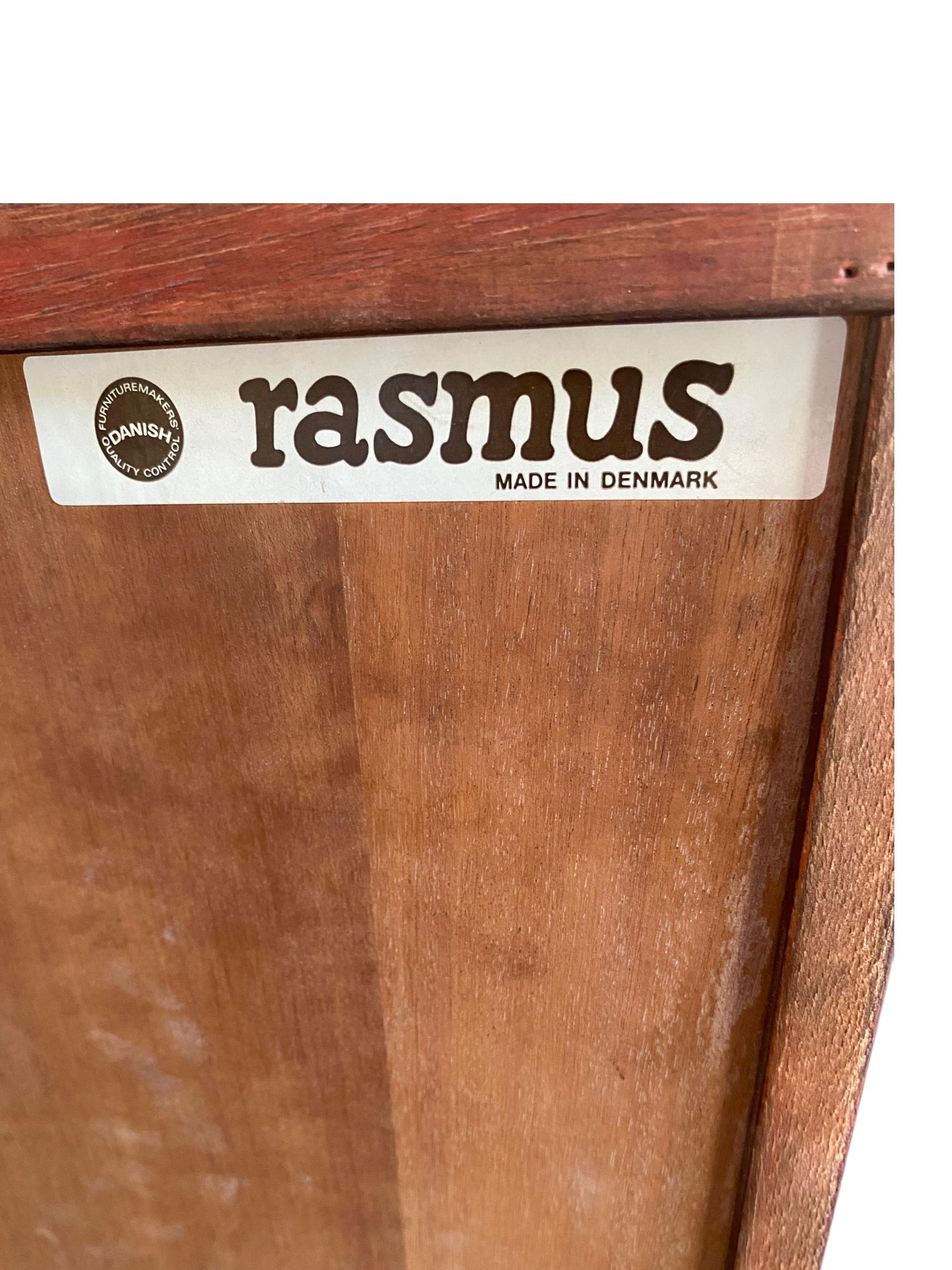 Glass Danish Rosewood Bookcase Cabinet by Rasmus Furnitre For Sale