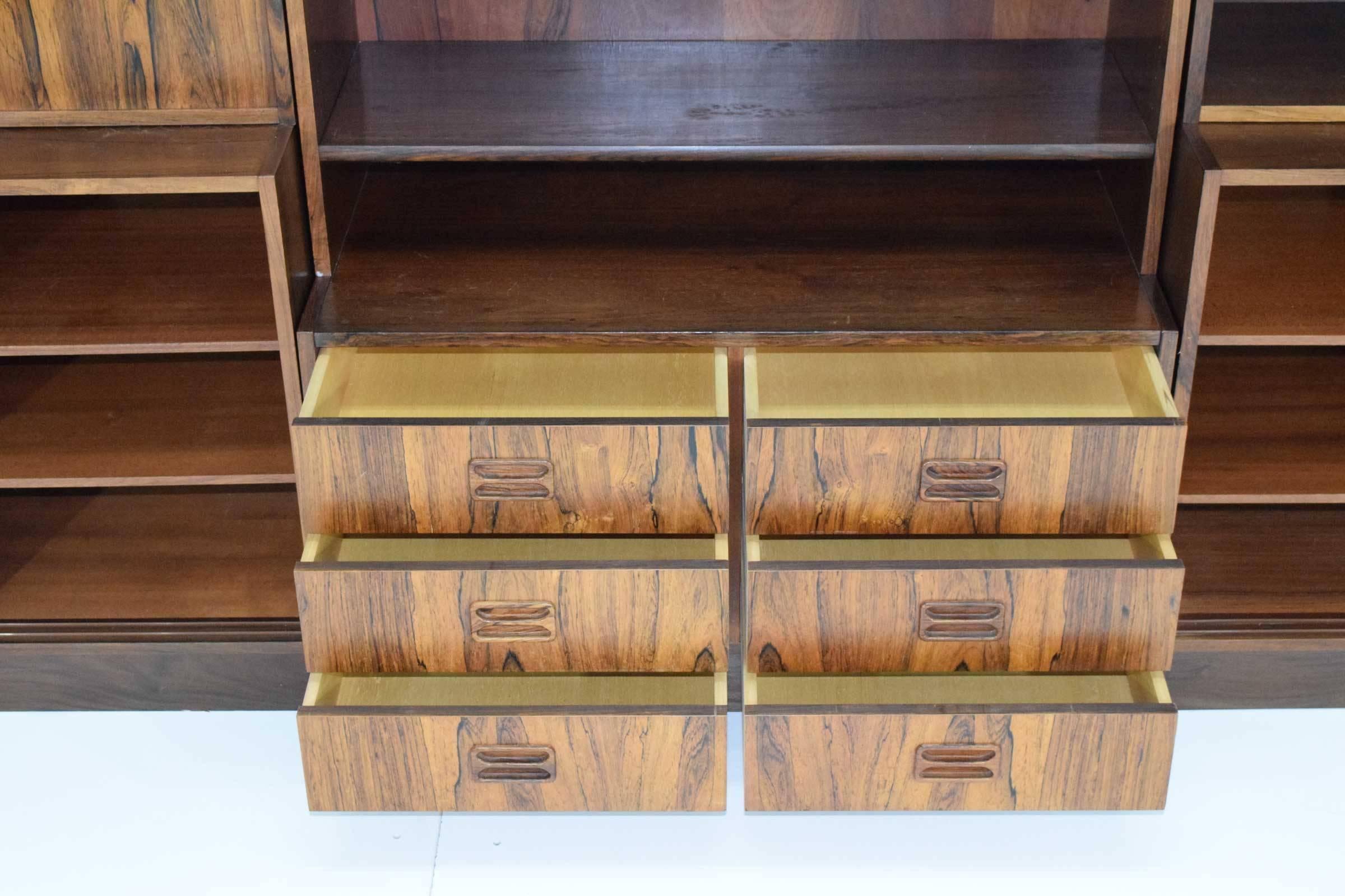 Mid-Century Modern Danish Rosewood Bookcase in Three Sections