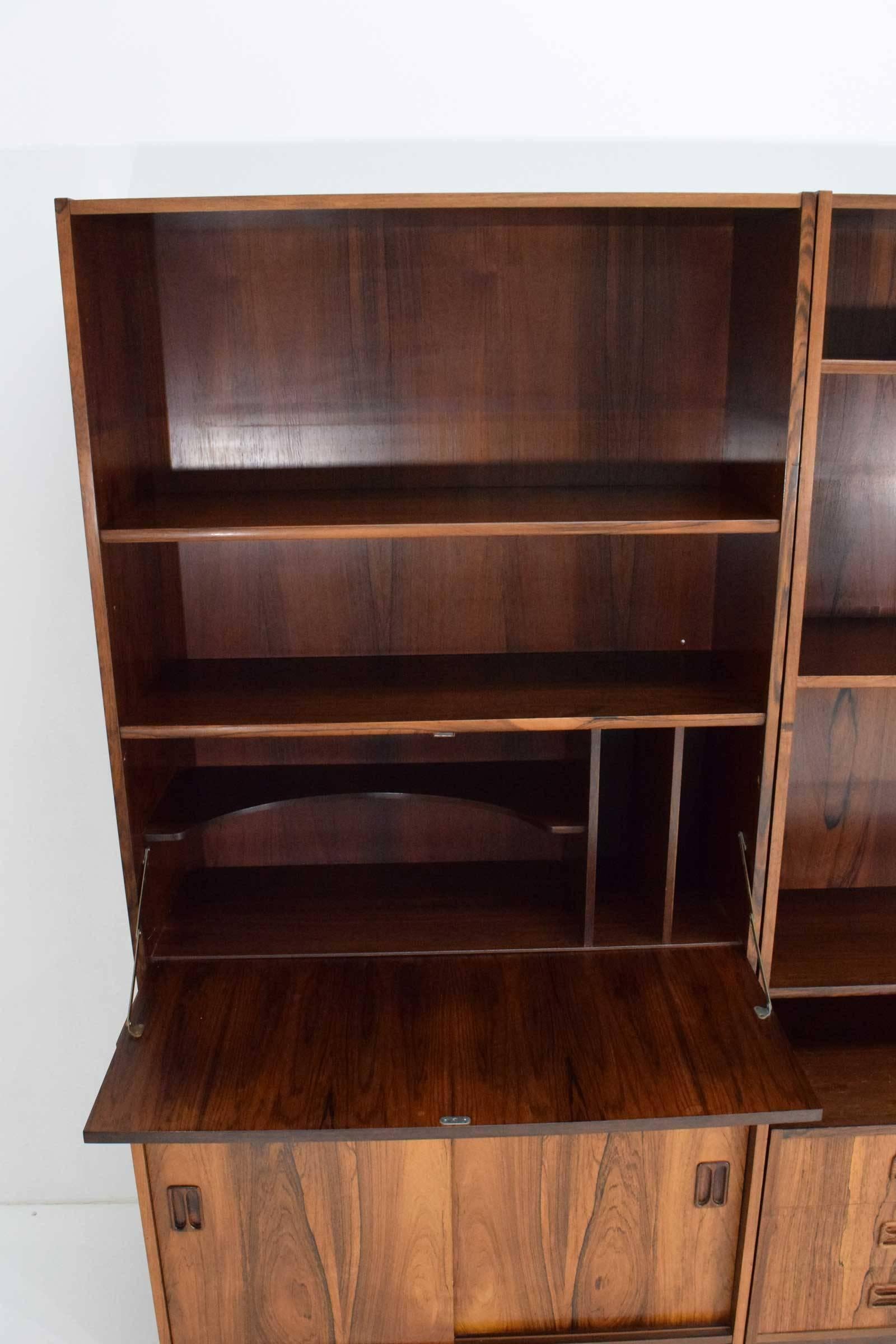 20th Century Danish Rosewood Bookcase in Three Sections
