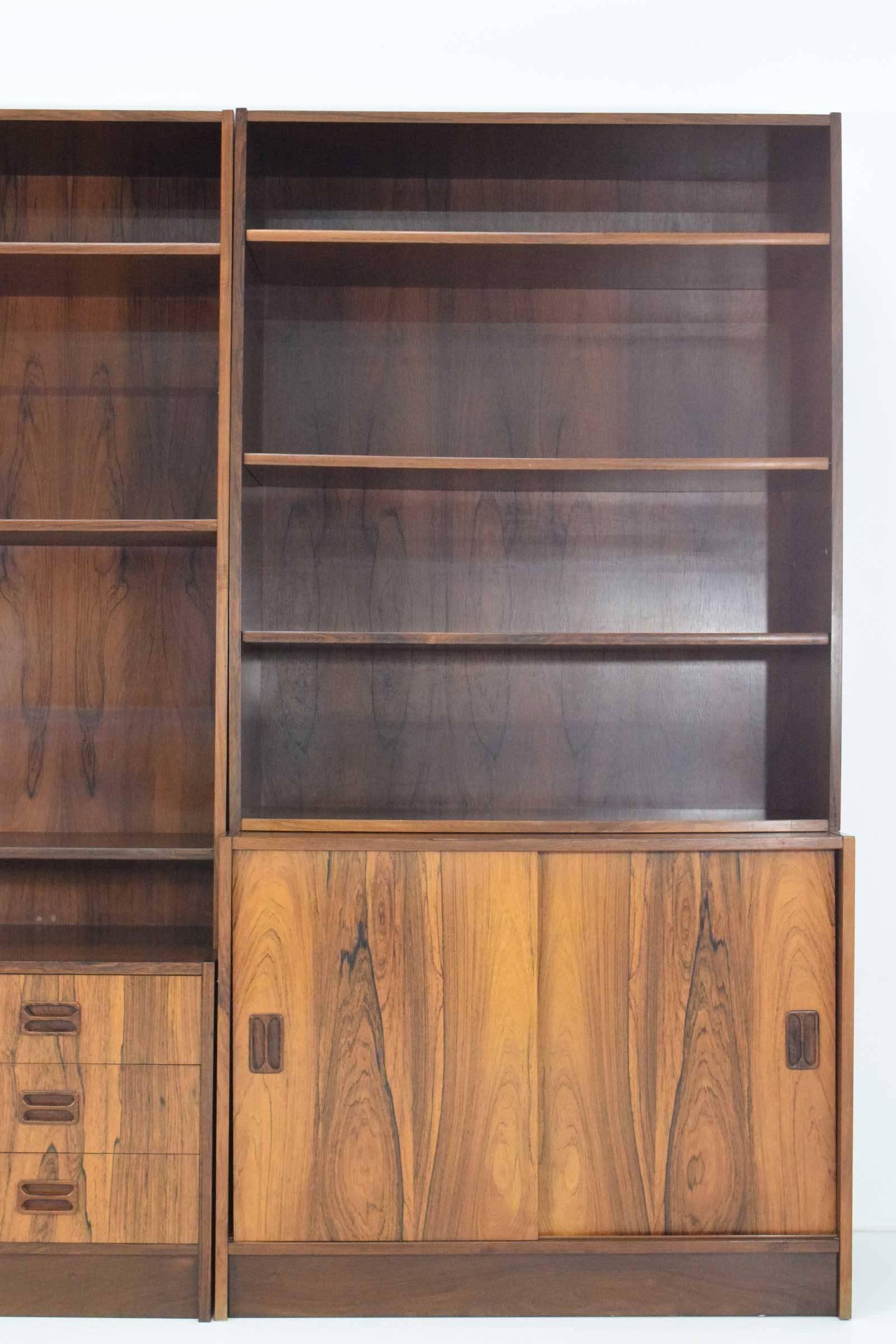 Danish Rosewood Bookcase in Three Sections 1