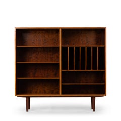 Danish Rosewood Bookcase with LP Rack made by Hundevad & Co, 1960s